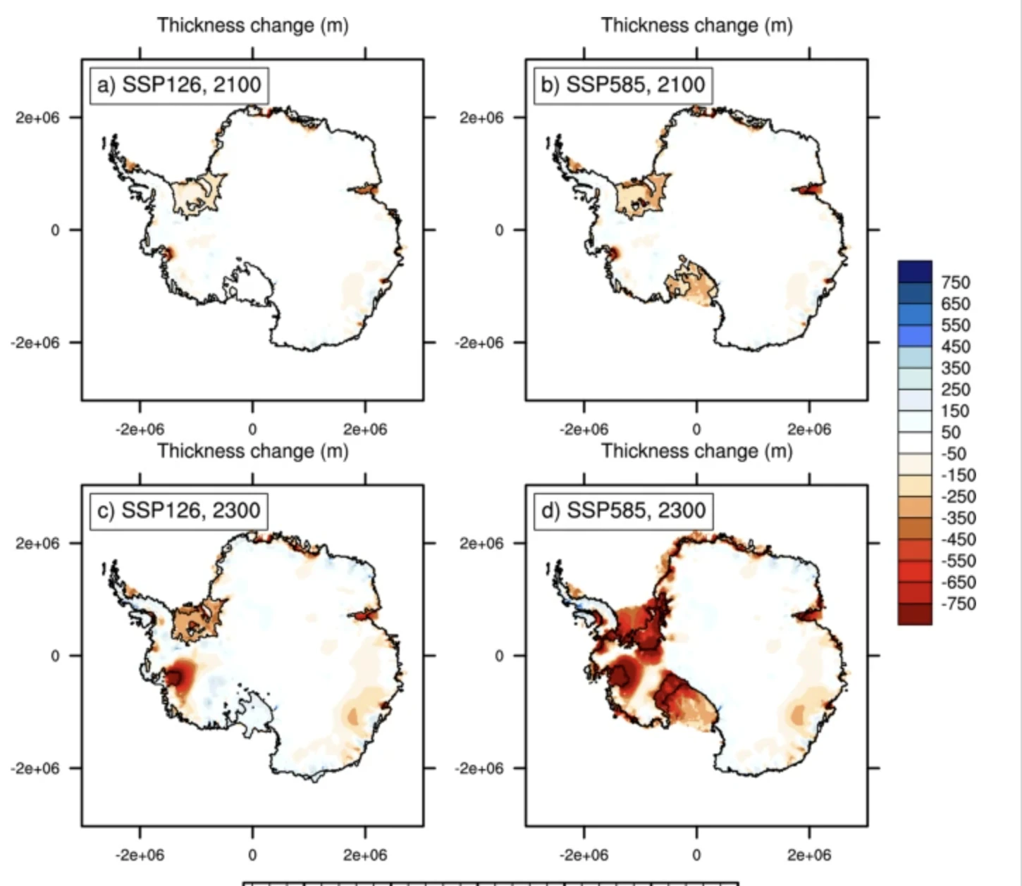 The influence of emissions scenarios on future Antarctic ice loss is unlikely to emerge this century
