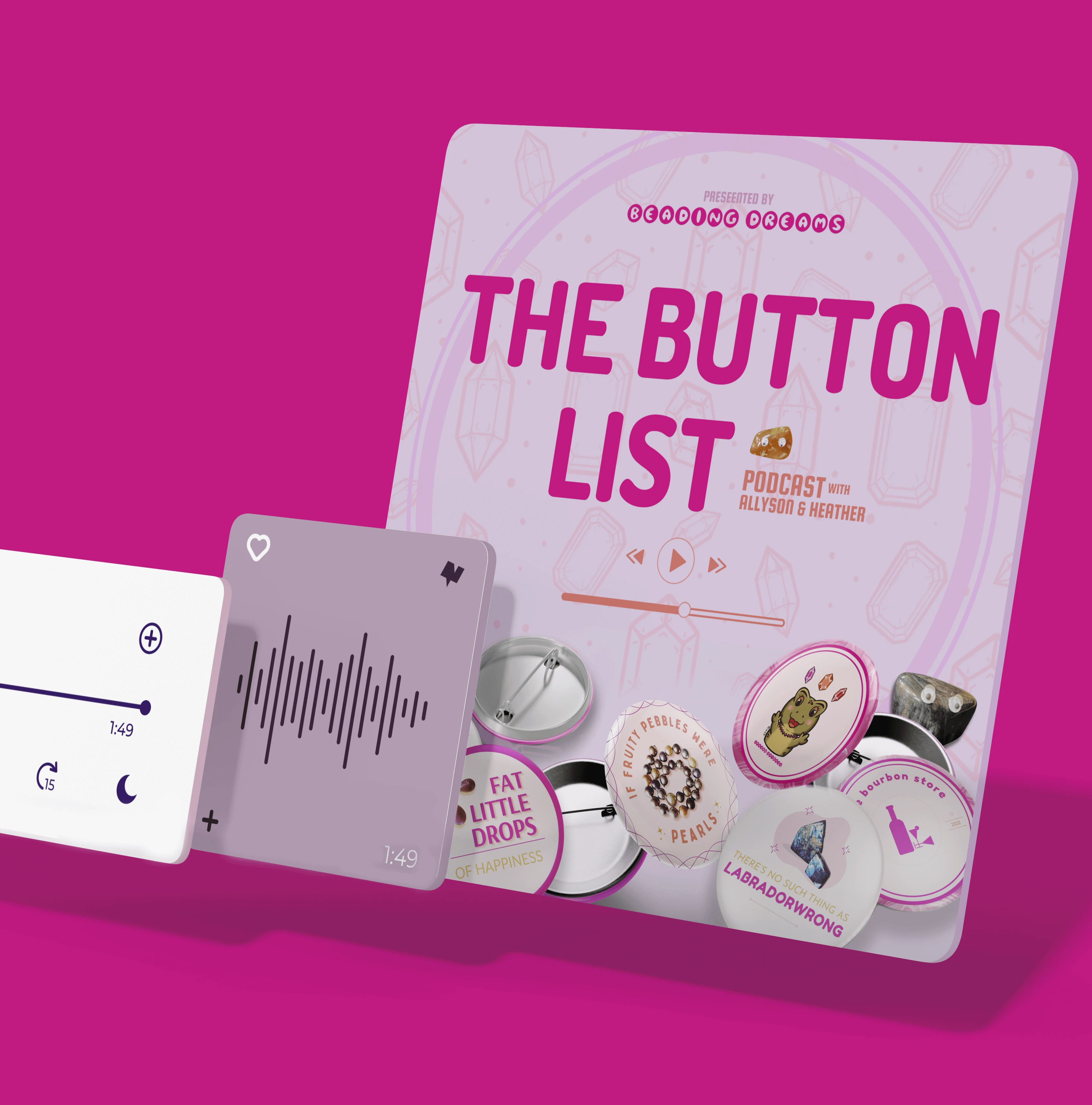 a mockup of the Button List podcast cover