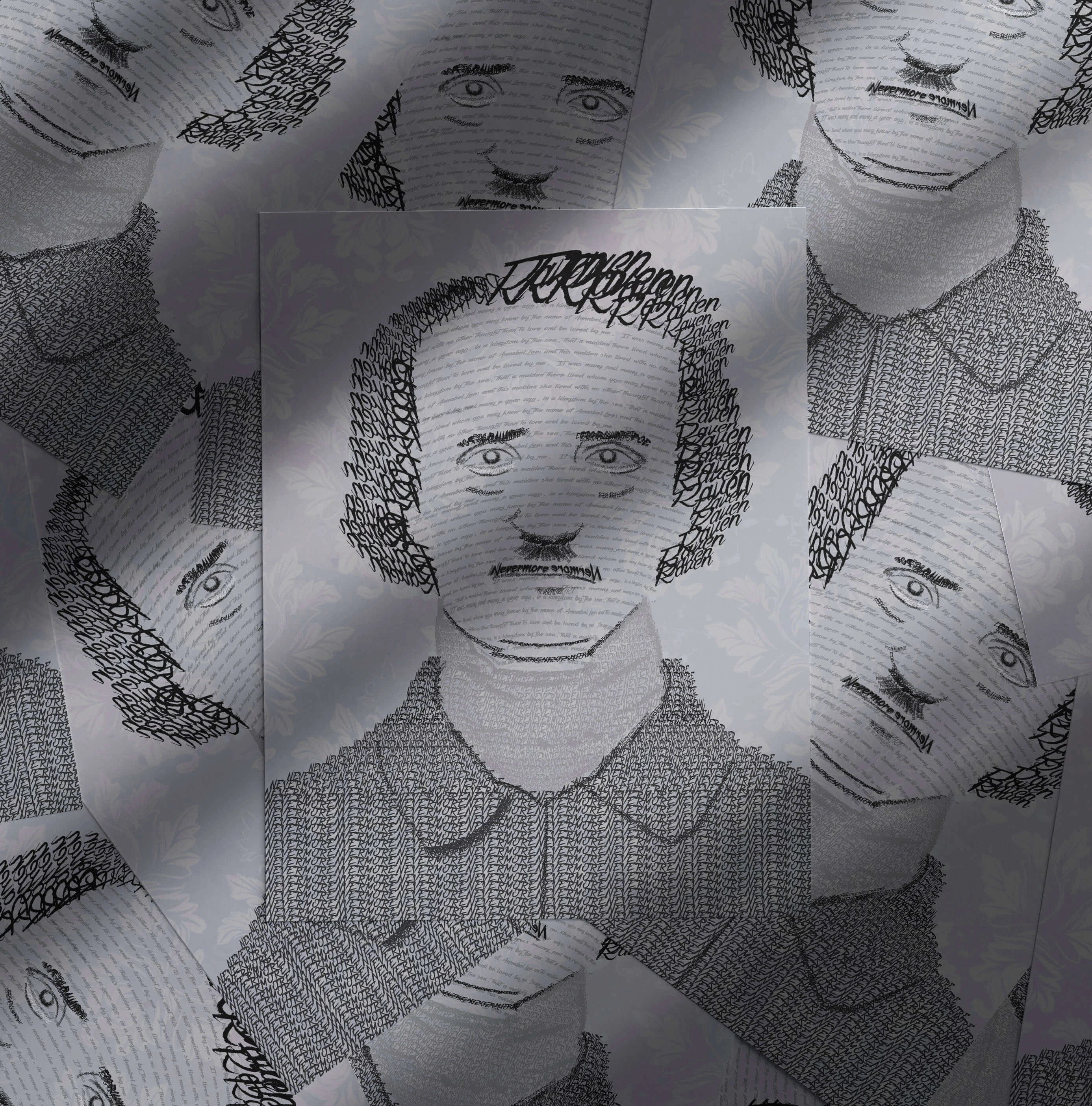 the poet Edgar Allan Poe recreated out of typeface