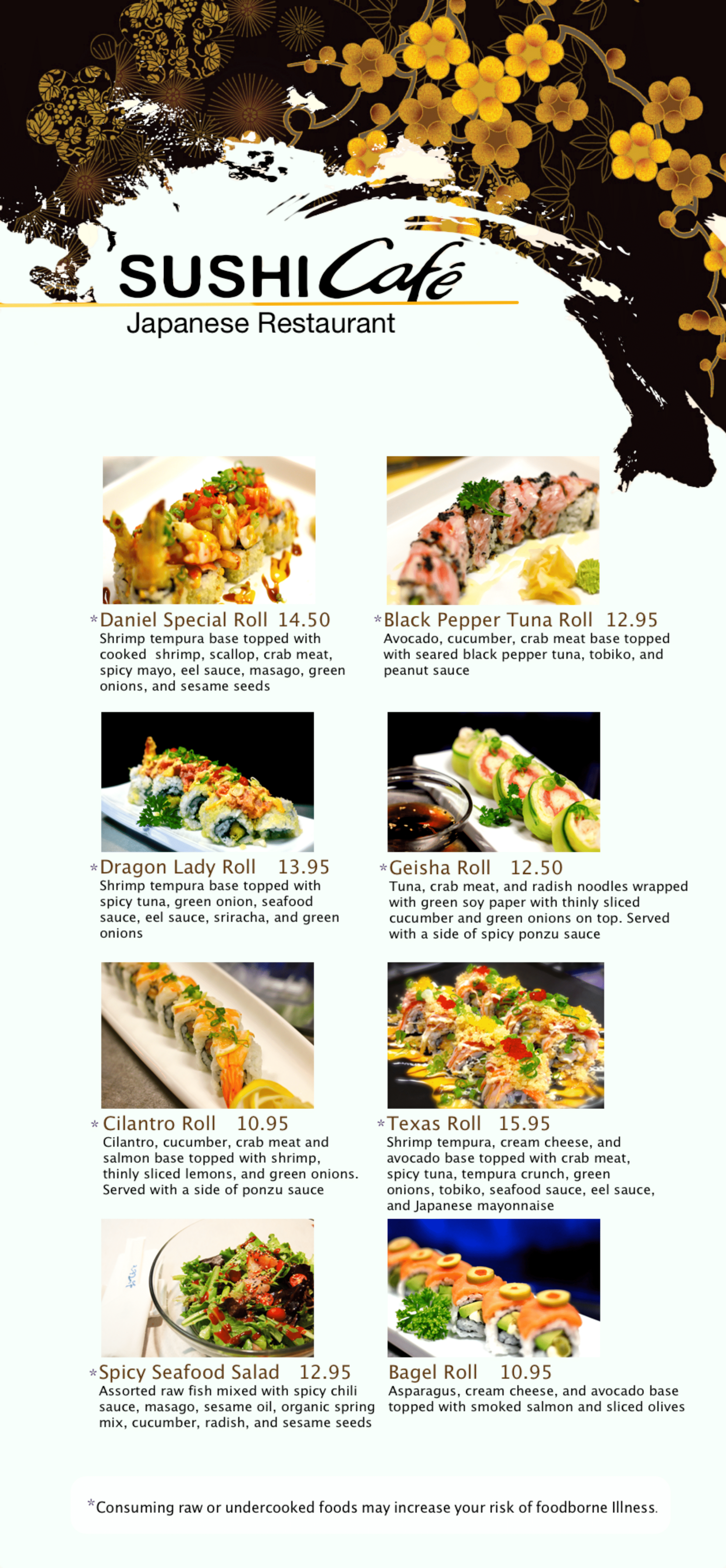 Sluchi Menu Sushi Cafe Menu