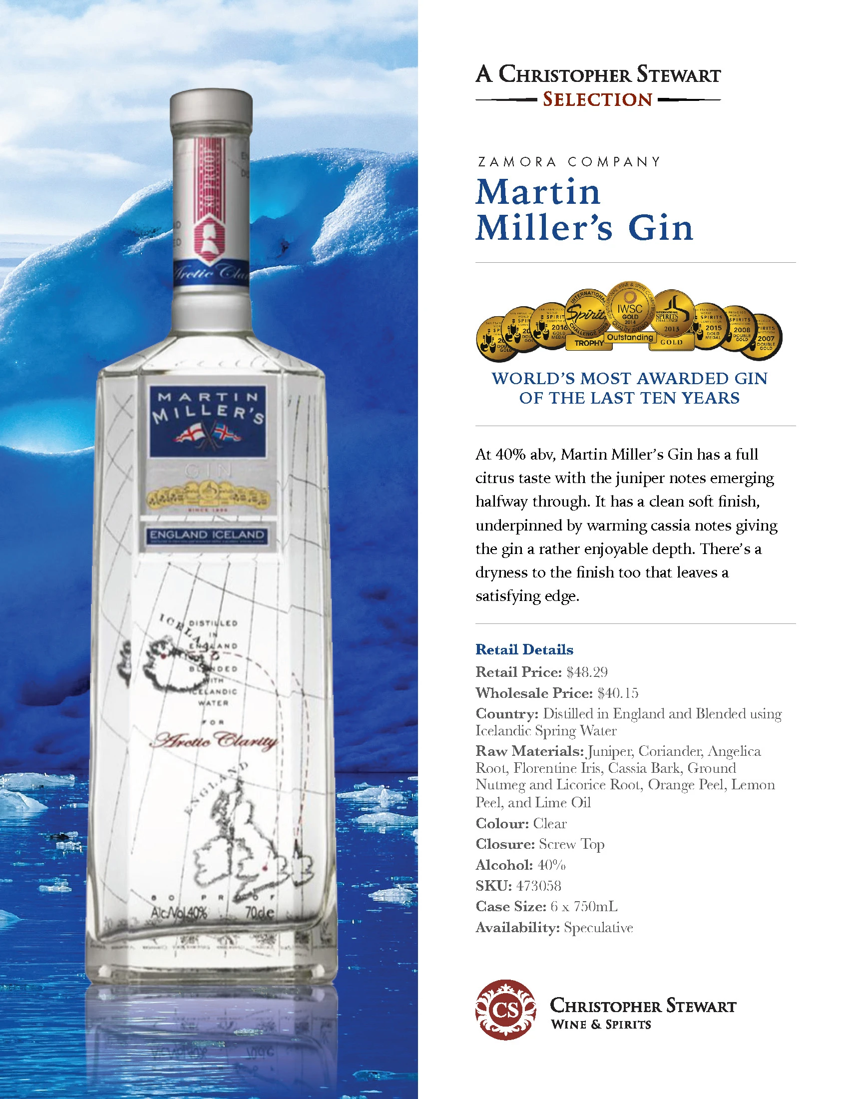 Mart Miller's Gin for Christopher Stuart Mart Miller's Gin