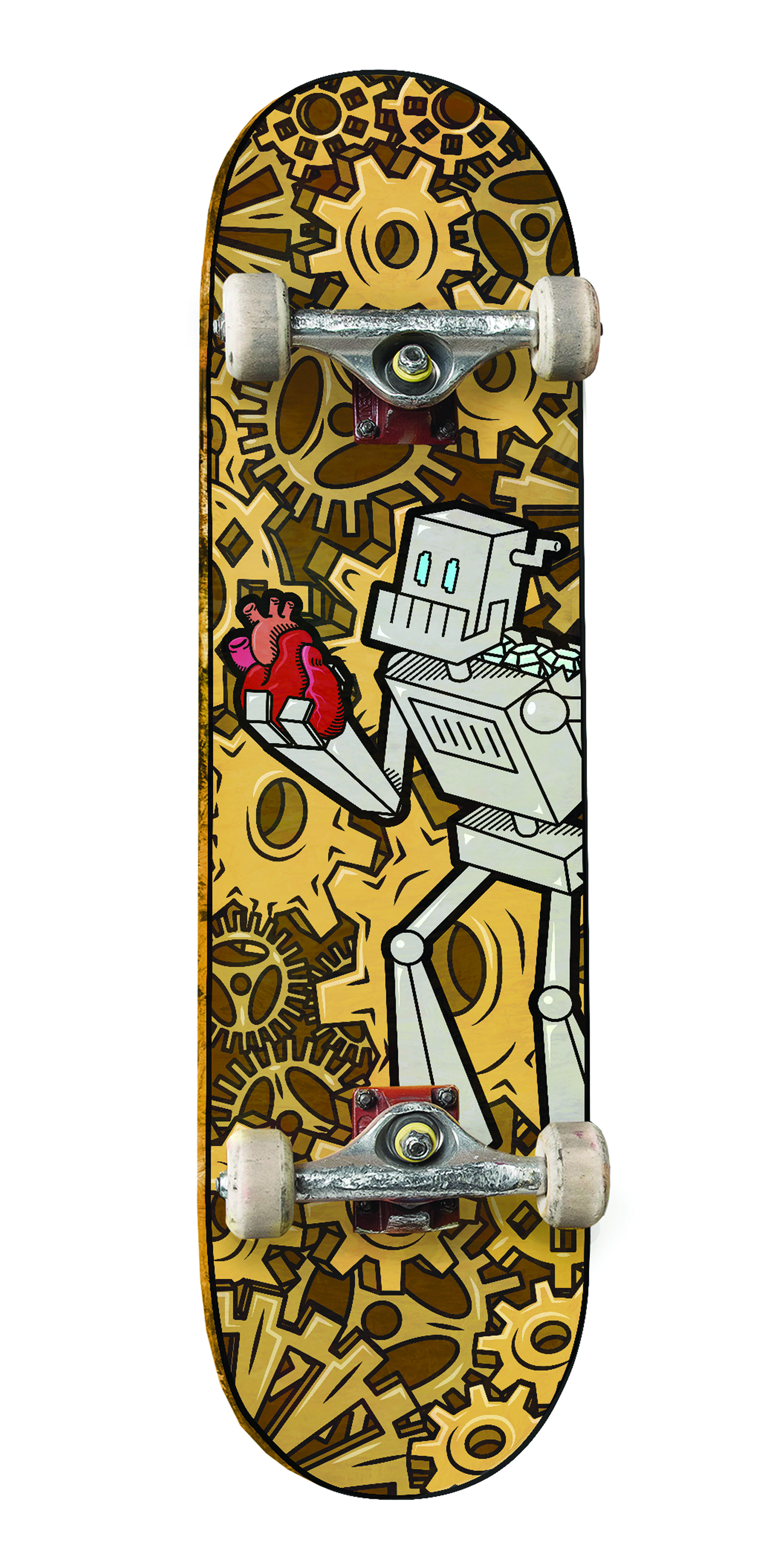 Skateboard with Robot Character Skateboard with Robot Character