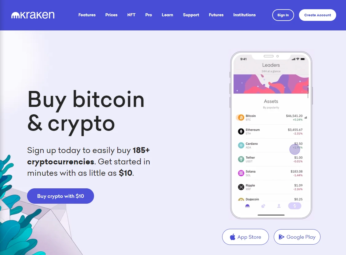Kraken is a crypto exchange that supports over 185 currencies.
