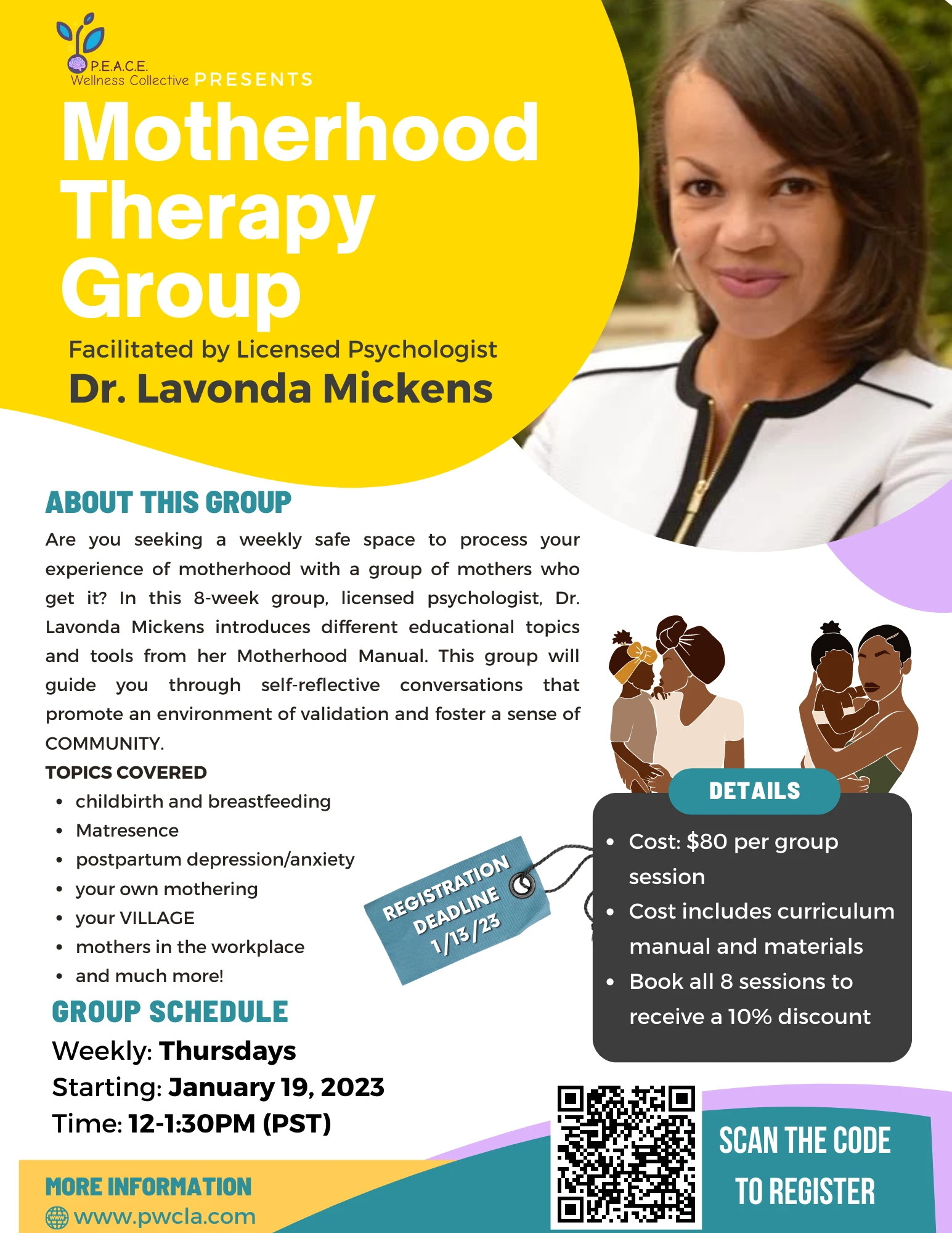 Motherhood therapy group flyer