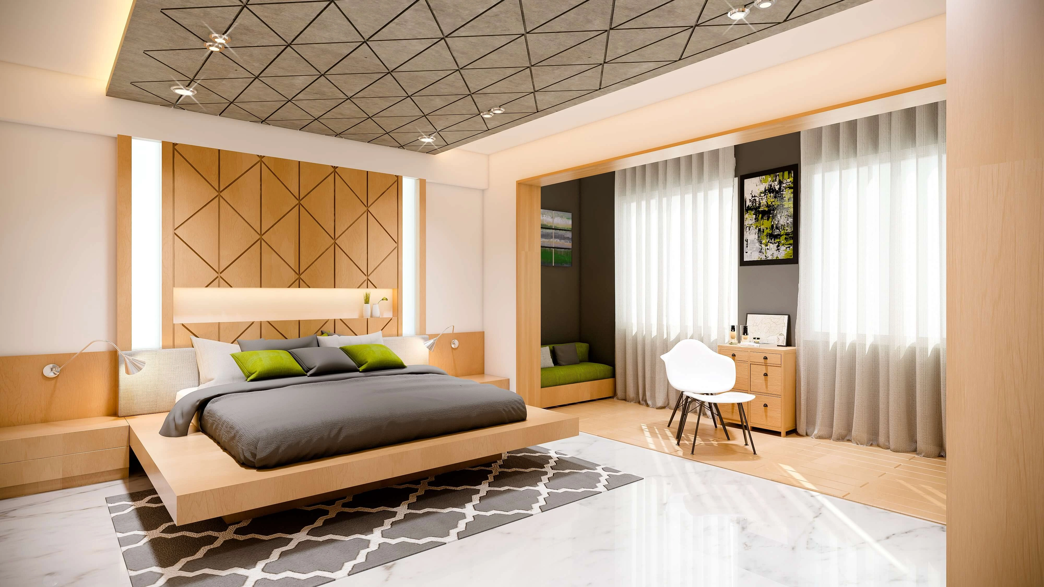 Modern Bedroom interiors - Pomegranate designs
