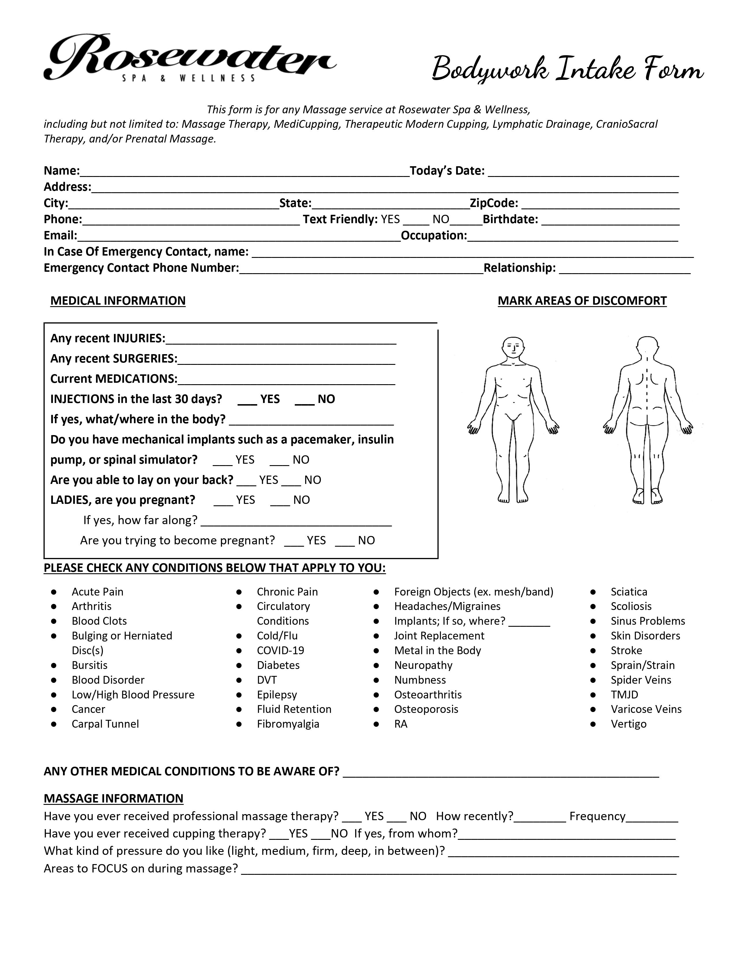 printable massage form - rosewater spa & wellness
