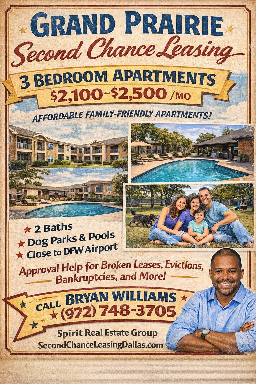 Grand Prairie Second Chance Leasing – Average 3 Bedroom from $2,100–$2,500 (Pool + Family-Friendly Communities)