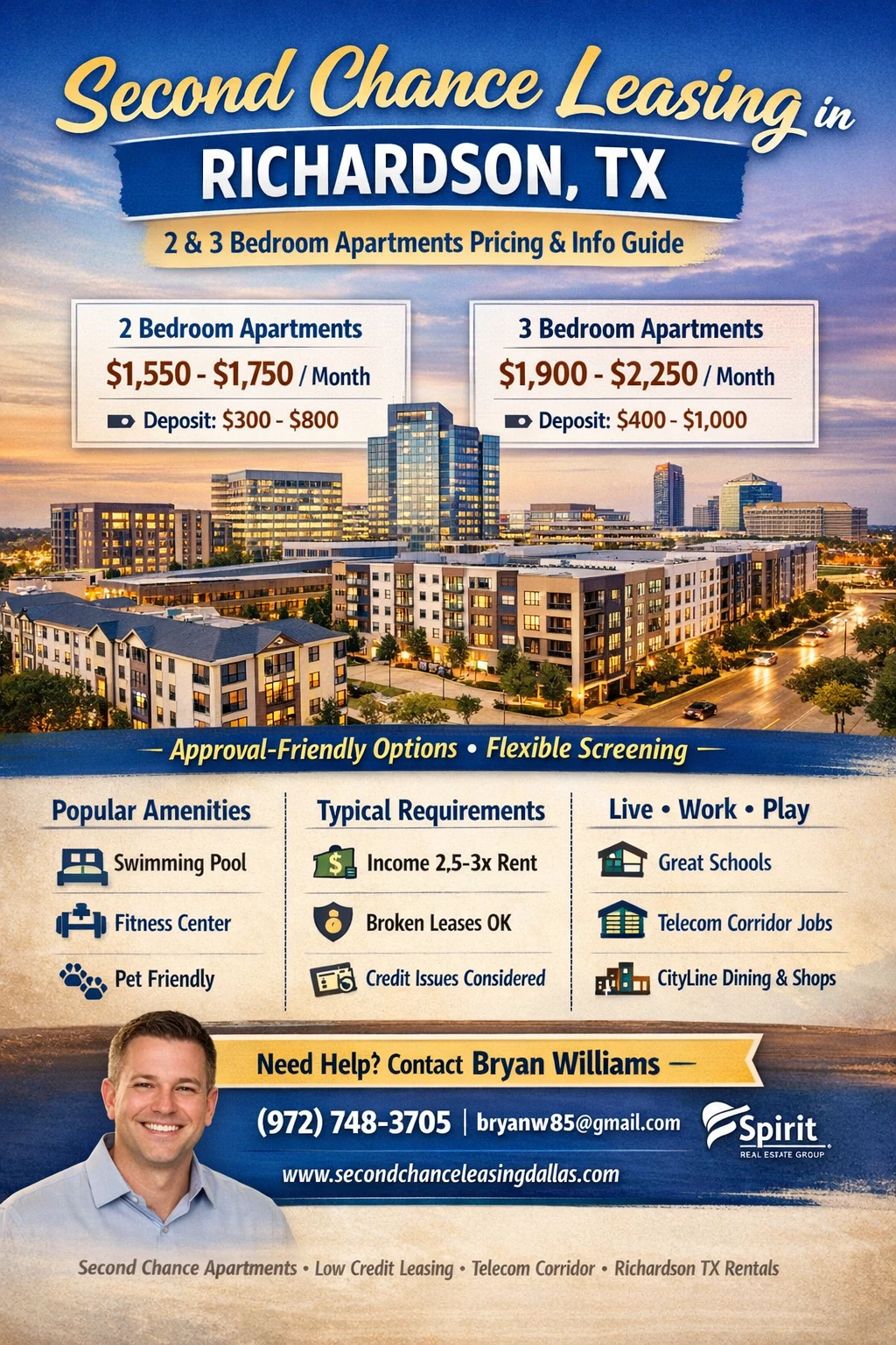 Second Chance Leasing Richardson TX — 2 & 3 Bedroom Apartments (Average Pricing Guide)