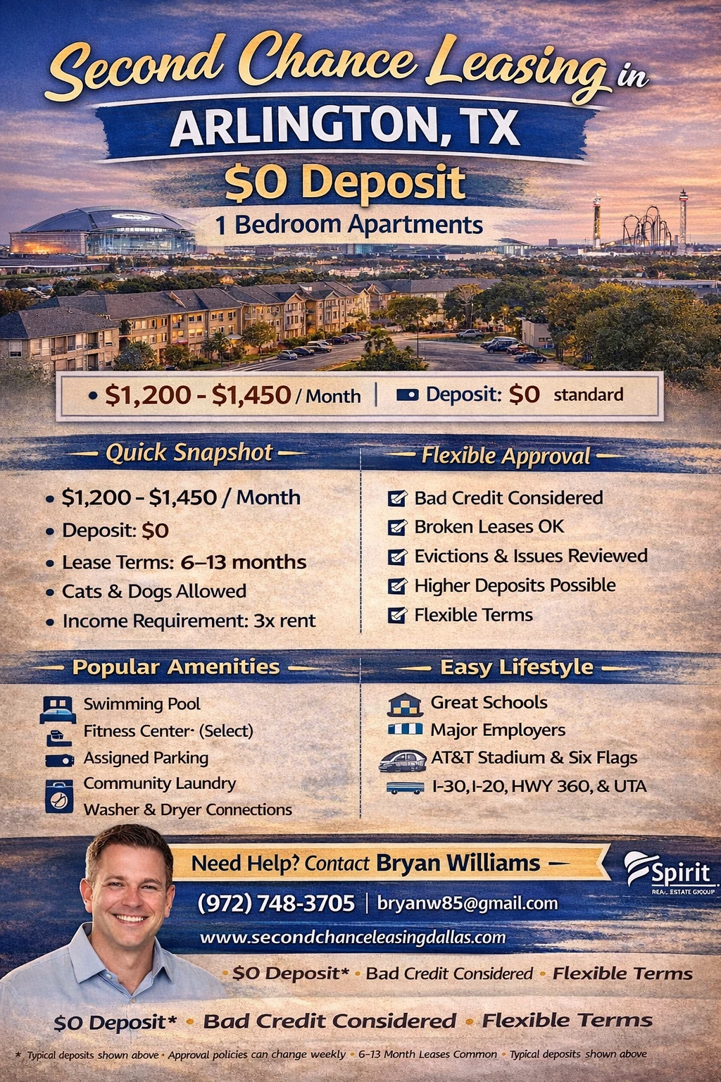 Second Chance Leasing Arlington TX — 1 Bedroom Apartments (Average Pricing Guide)