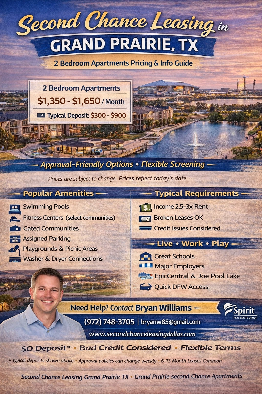 Second Chance Leasing Grand Prairie TX — 2 Bedroom Apartments (Average Pricing Guide)