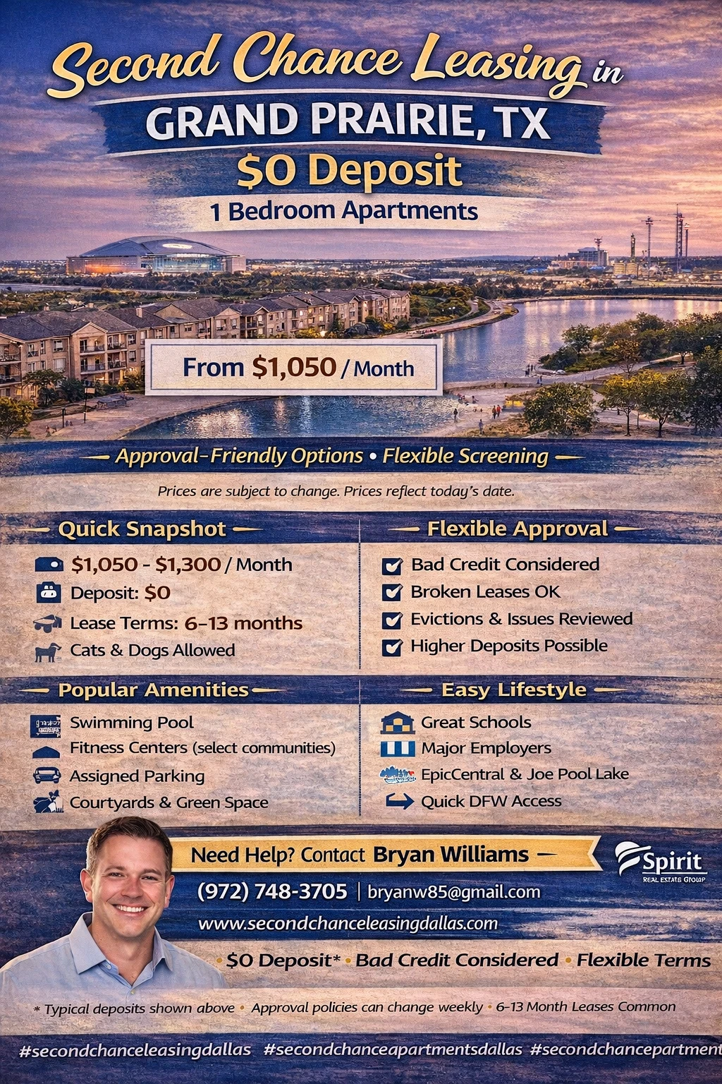 Second Chance Leasing Grand Prairie TX — 1 Bedroom Apartments (Average Price Guide)