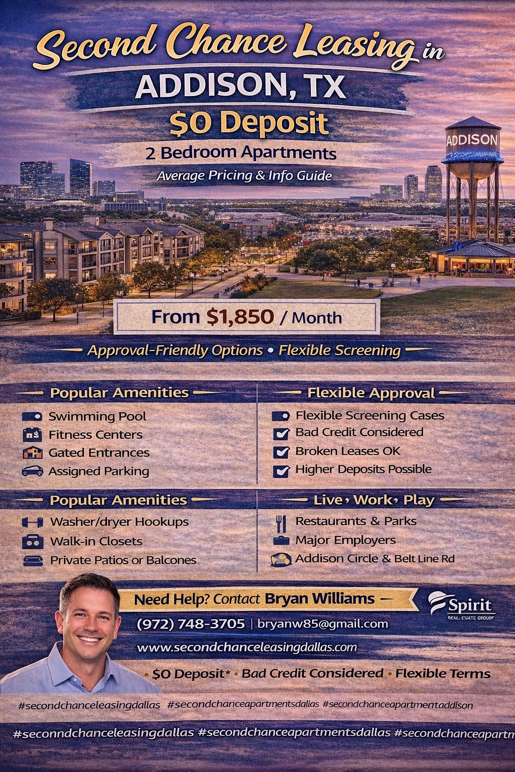 Second Chance Leasing Addison TX — 2 Bedroom Average Price Guide