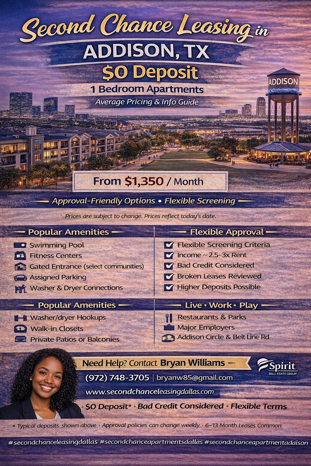 Second Chance Leasing Addison TX — 1 Bedroom Apartments (Average Price Guide)