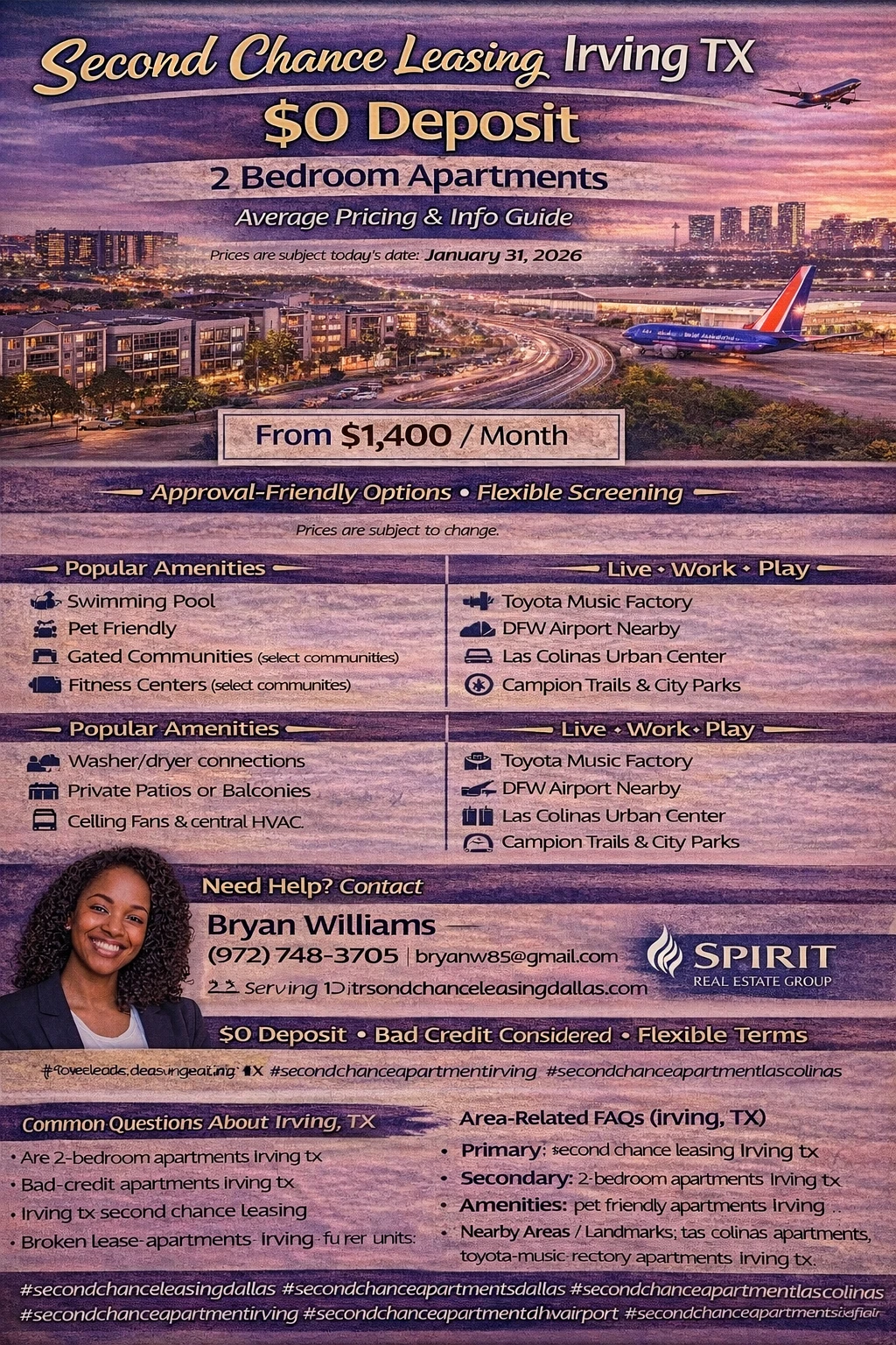 Second Chance Leasing Irving TX — 2 Bedroom Apartments (Average Price Guide)