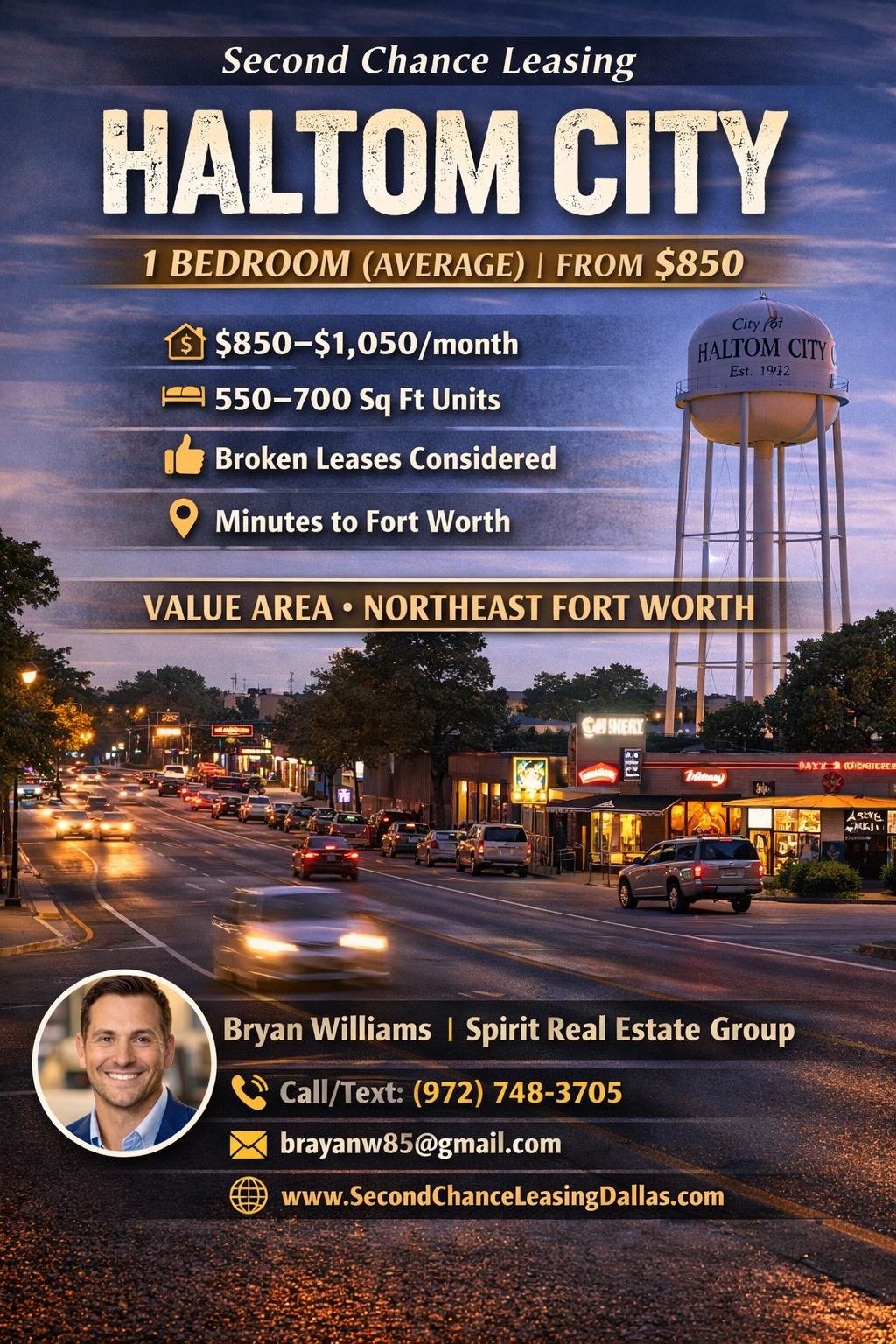 Second Chance Leasing Haltom City — 1 Bedroom (Average) | From $850 • Value Area • Northeast Fort Worth