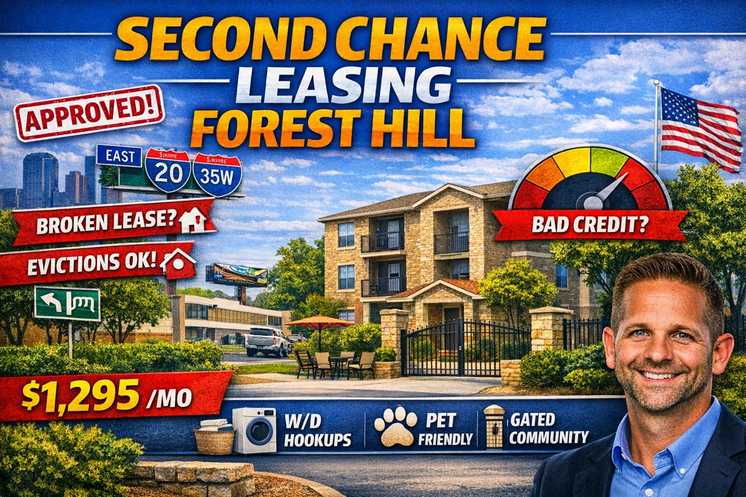 ⭐ Second Chance Leasing Forest Hill | 2 Bedrooms Avg Starting at $1,295 • W/D Connections • Pet Friendly