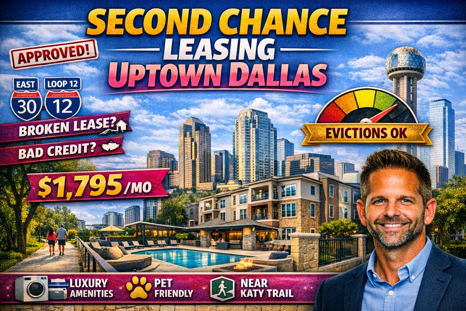 ⭐ Second Chance Leasing Uptown Dallas | 2 Bedroom AVG Starting at $1,795 • Luxury • Pet Friendly • Near Katy Trail