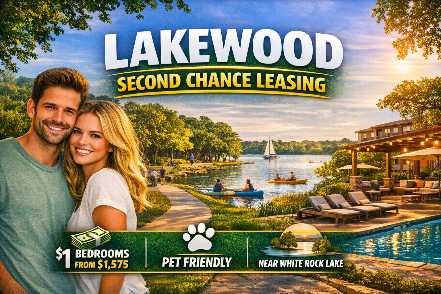 ⭐ Second Chance Leasing Lakewood | 1 Bedroom Starting at $1,575 • Near White Rock Lake • Pet Friendly