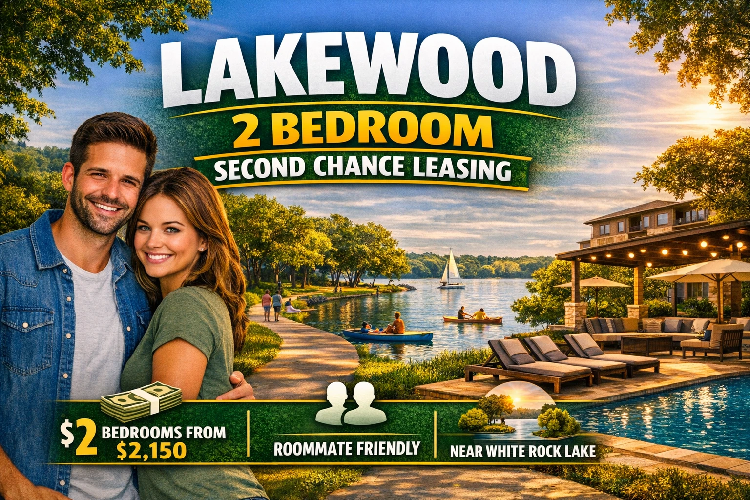 ⭐ Second Chance Leasing Lakewood | 2 Bedroom Starting at $2,150 • Near White Rock Lake • Pet Friendly