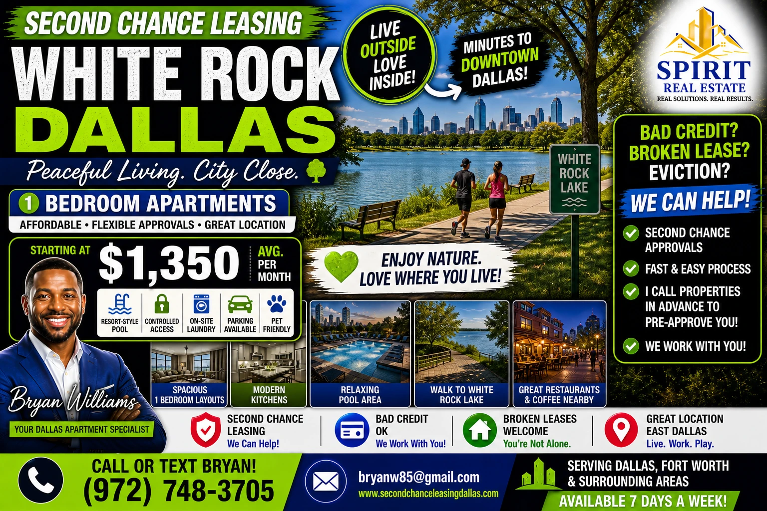 Second Chance Leasing White Rock Lake Dallas — 1 Bedroom Starting at $1,350 • Pool + Lake Views