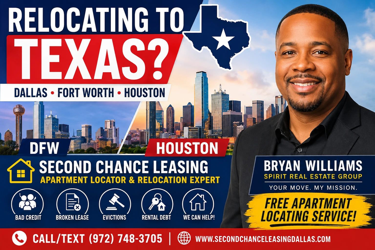 Relocating to Texas? Moving to Texas Apartment Help | Second Chance Leasing in Dallas, Fort Worth & Houston