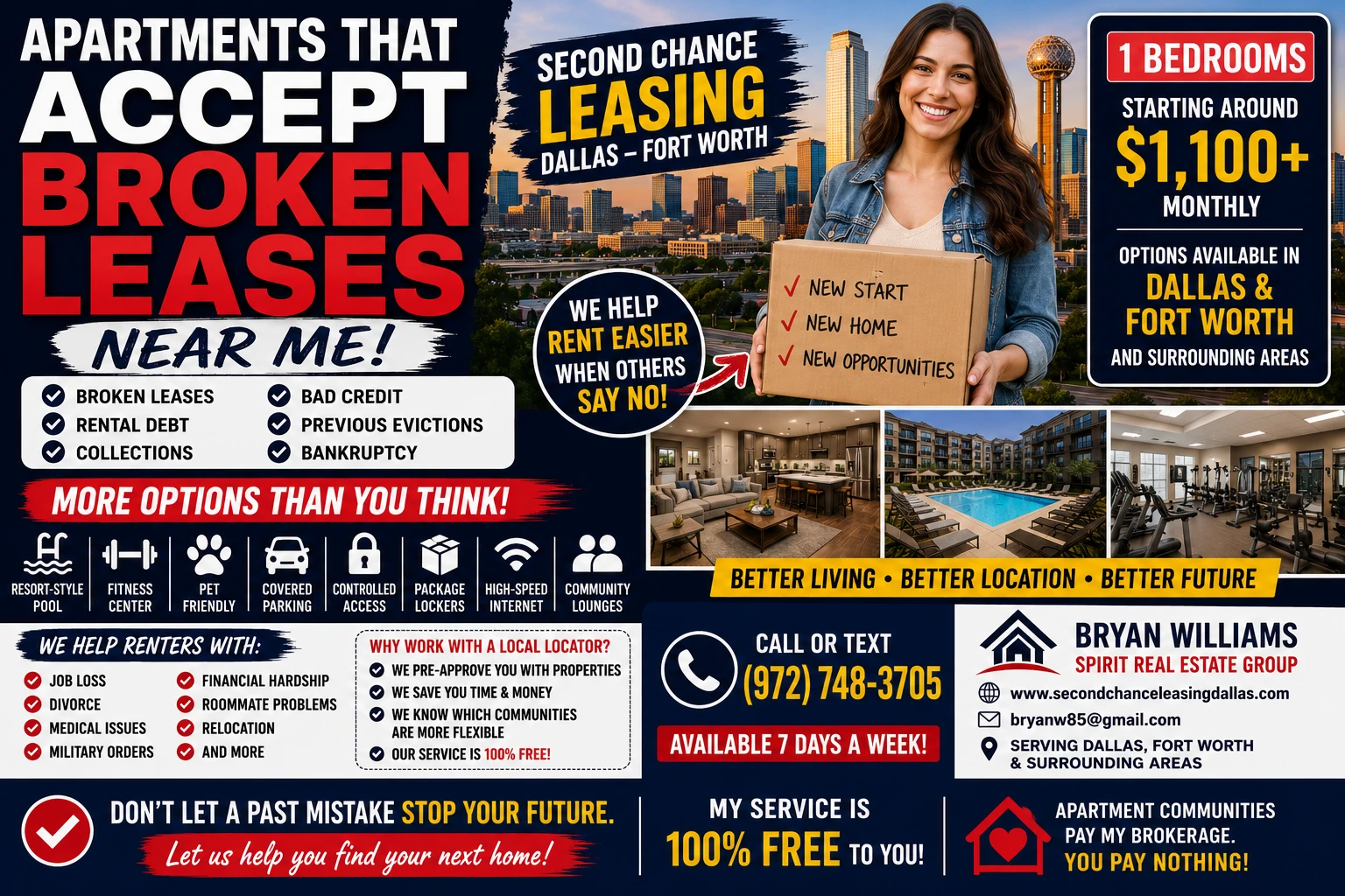 APARTMENTS THAT ACCEPT BROKEN LEASES NEAR ME | SECOND CHANCE LEASING DALLAS–FORT WORTH | 1 BEDROOM APARTMENTS FROM $1,100+