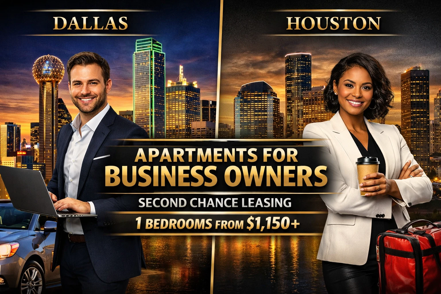 APARTMENTS FOR BUSINESS OWNERS IN DALLAS–FORT WORTH & HOUSTON | SECOND CHANCE LEASING | 1 BEDROOM APARTMENTS FROM $1,150+