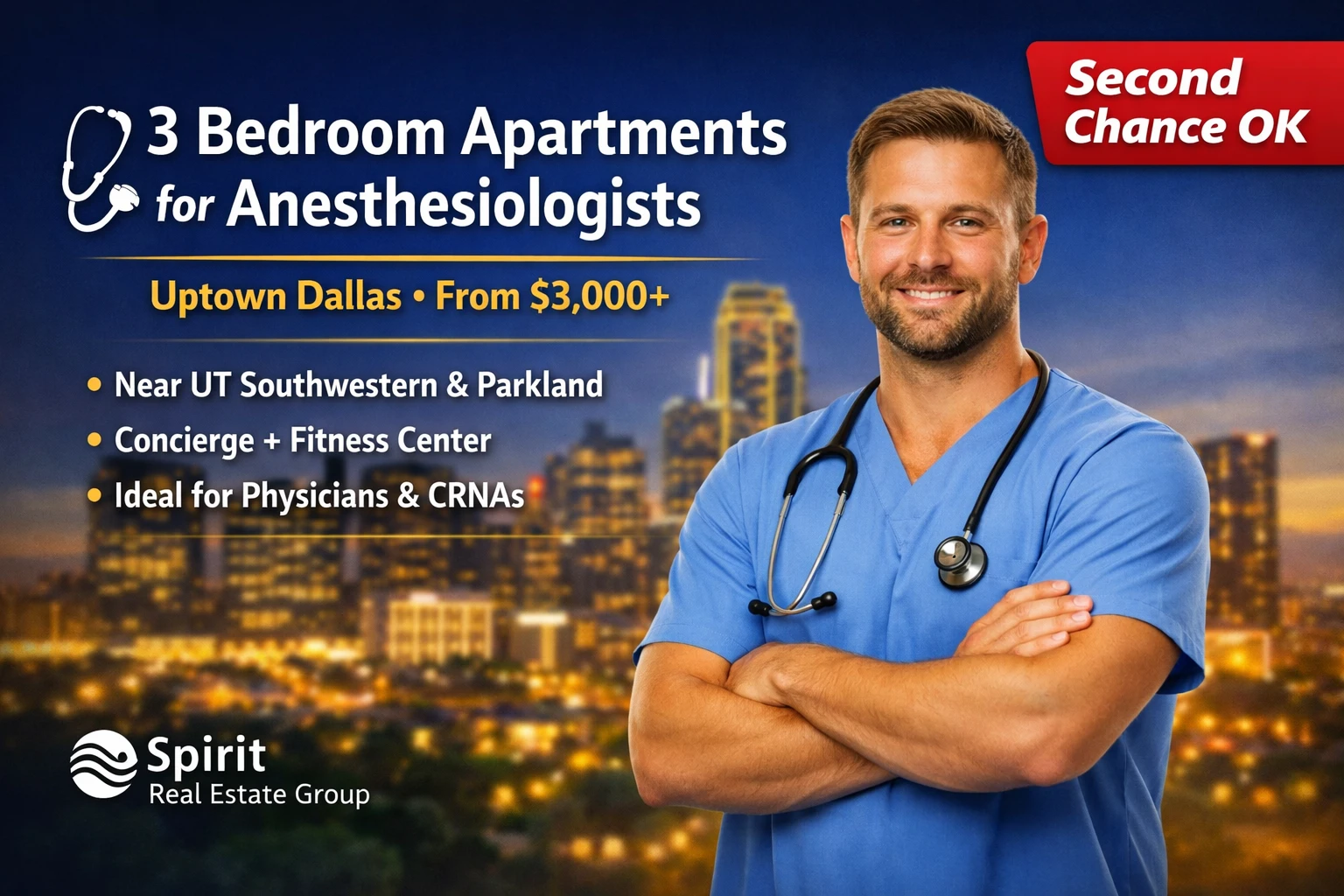 3 BEDROOM APARTMENTS FOR ANESTHESIOLOGISTS IN UPTOWN DALLAS | SECOND CHANCE LEASING DALLAS | STARTING FROM $3,000+