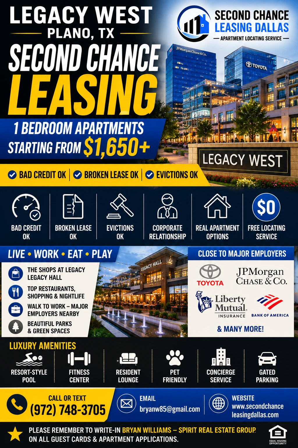 1 BEDROOM SECOND CHANCE APARTMENTS IN LEGACY WEST PLANO | BAD CREDIT, BROKEN LEASE & EVICTION FRIENDLY APARTMENTS | STARTING FROM $1,650+