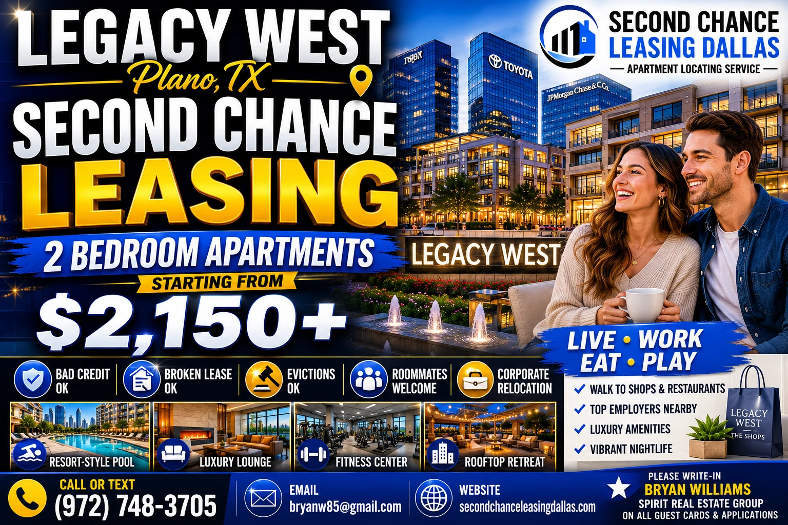 2 BEDROOM SECOND CHANCE APARTMENTS IN LEGACY WEST PLANO | BAD CREDIT, BROKEN LEASE & EVICTION FRIENDLY APARTMENTS | STARTING FROM $2,150+