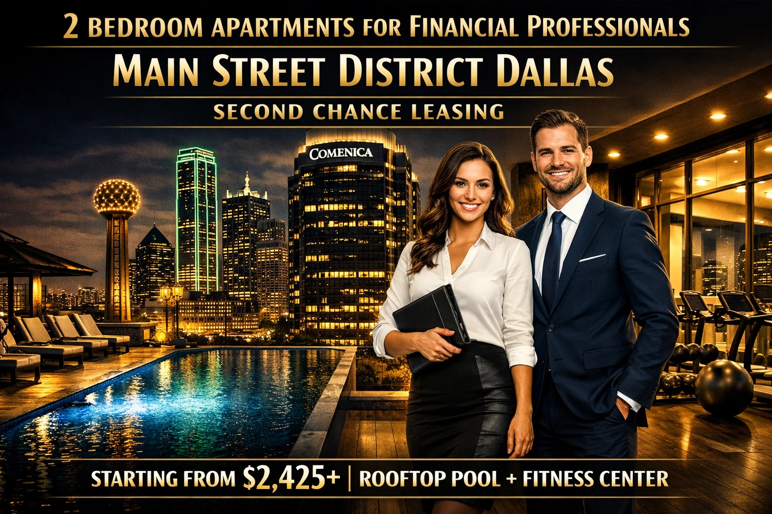 Main Street District | 2 Bedroom Apartments Starting at $2,425+ • Rooftop Pool • Fitness Center | Second Chance Leasing for Financial Professionals
