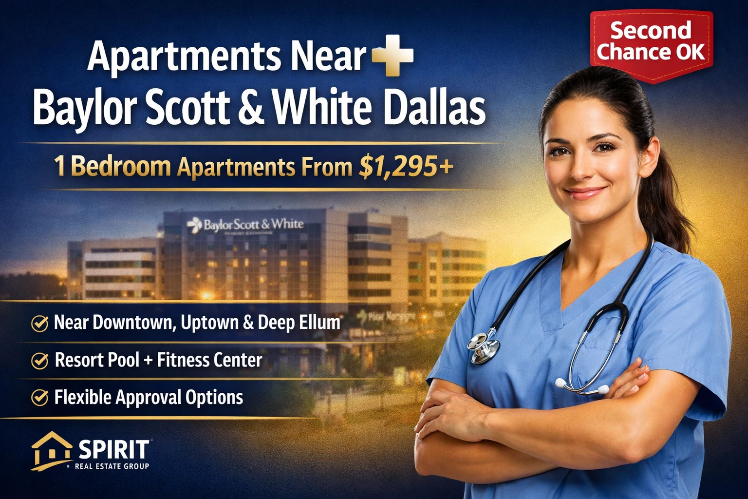 APARTMENTS NEAR BAYLOR SCOTT & WHITE DALLAS | SECOND CHANCE LEASING DALLAS | 1 BEDROOM APARTMENTS FROM $1,295+