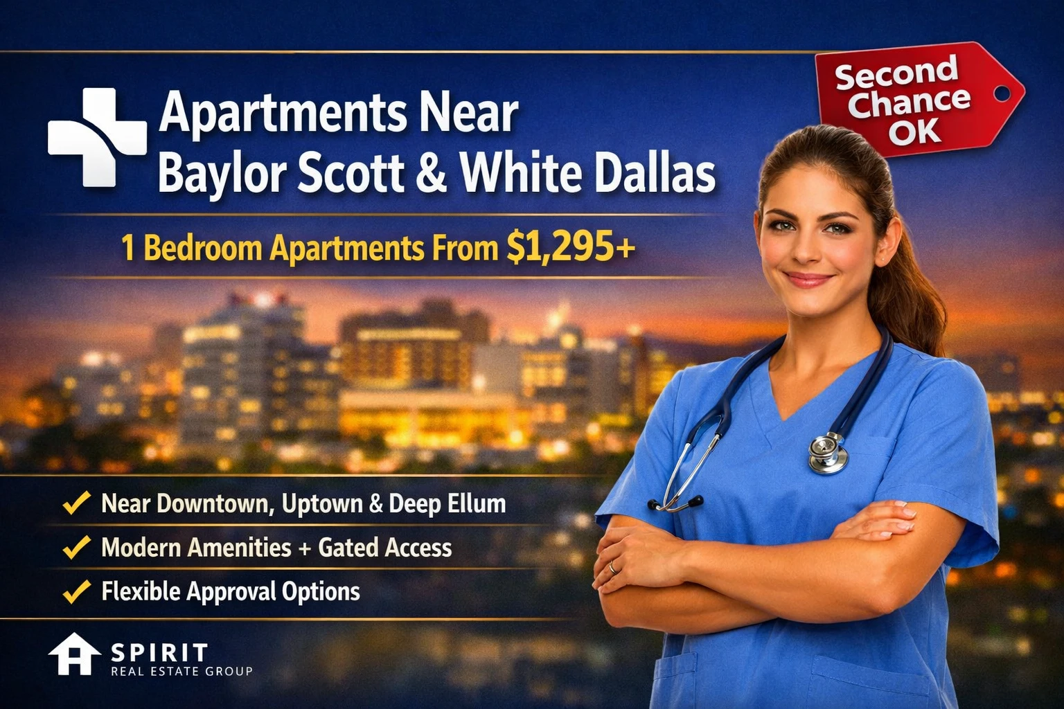 APARTMENTS NEAR BAYLOR SCOTT & WHITE DALLAS | SECOND CHANCE LEASING DALLAS | 1 BEDROOM APARTMENTS FROM $1,295+ | GATED ACCESS + MODERN INTERIORS