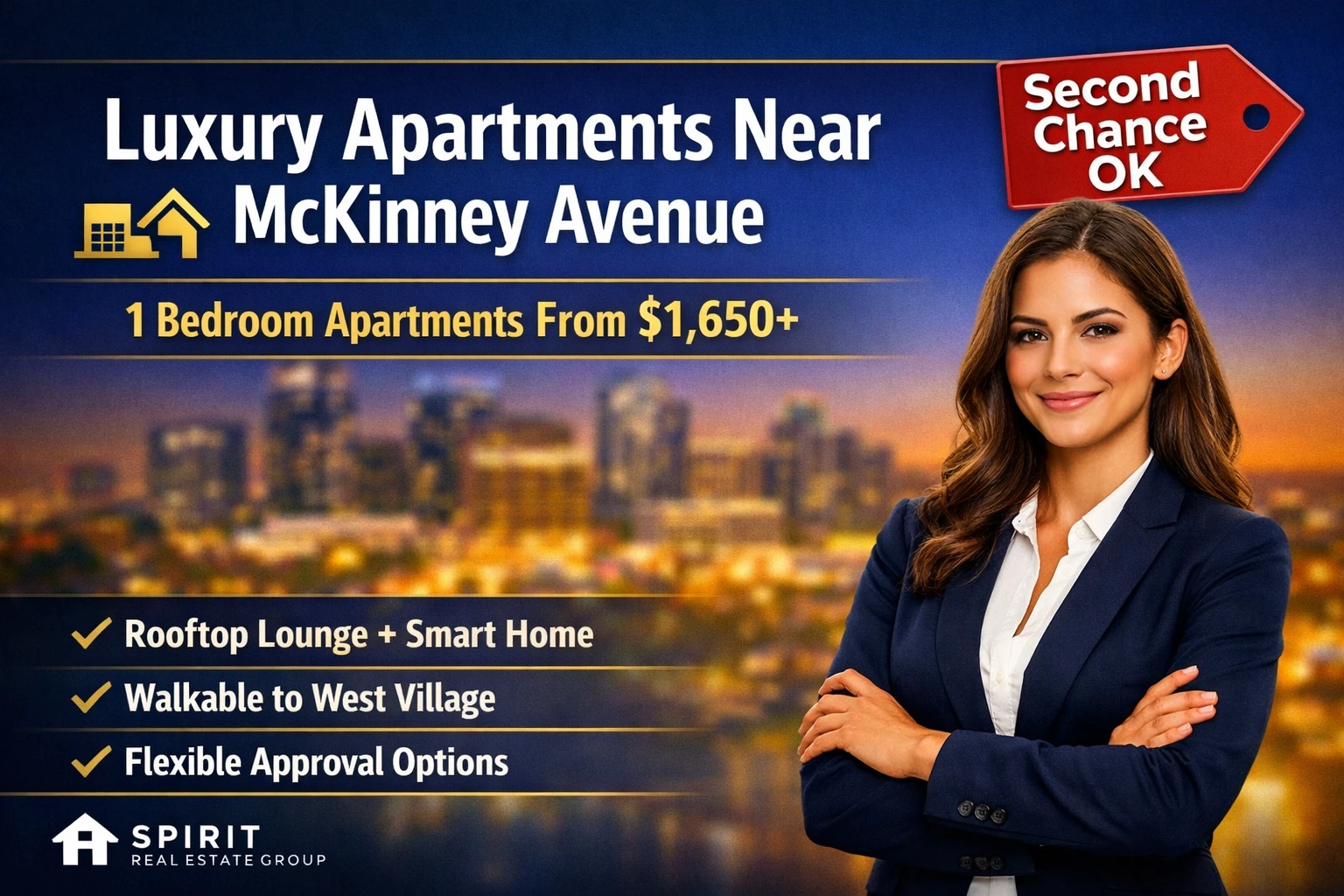 LUXURY APARTMENTS NEAR MCKINNEY AVENUE | ROOFTOP LOUNGE + SMART HOME FEATURES | 1 BEDROOM APARTMENTS FROM $1,650+