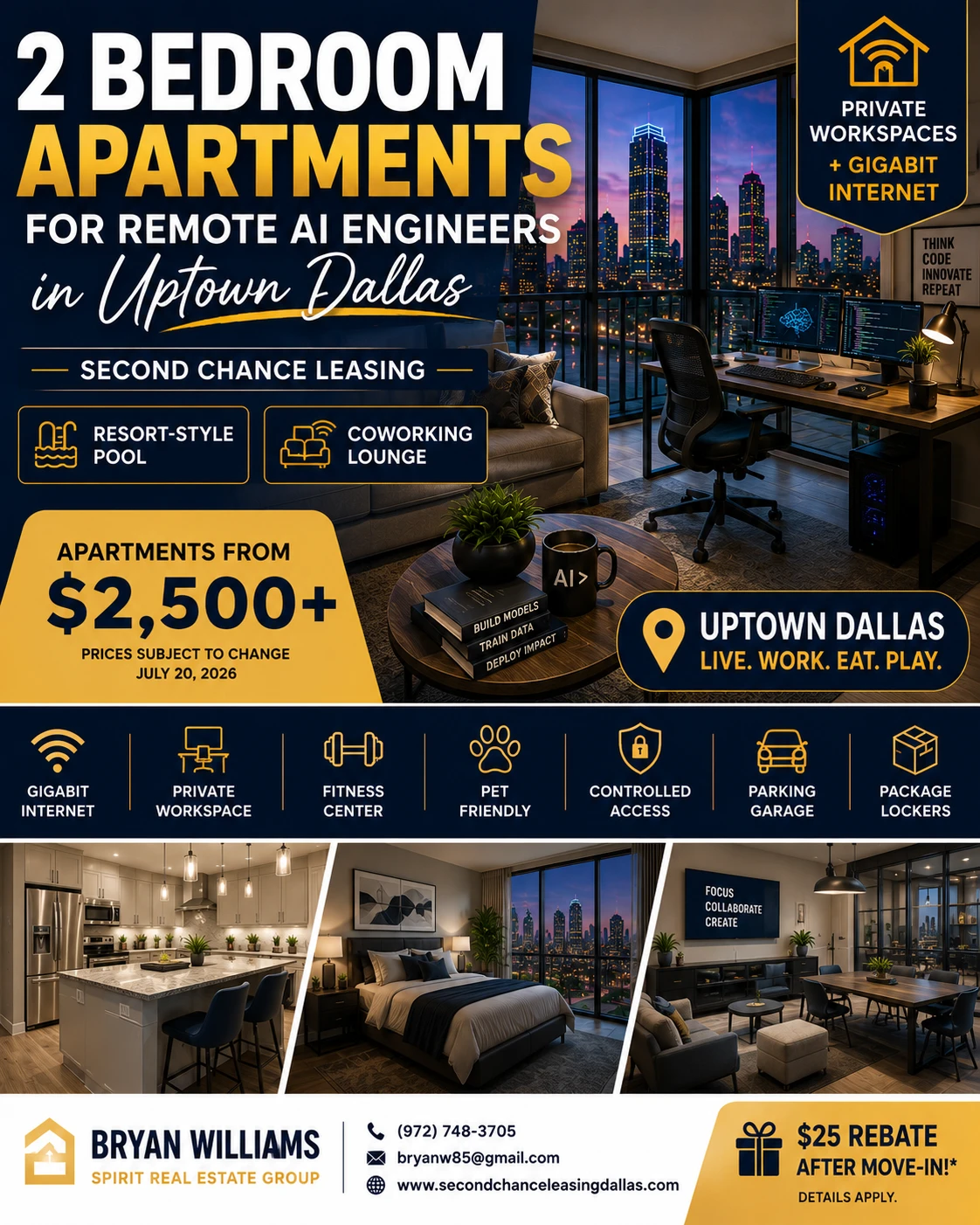 2 BEDROOM APARTMENTS FOR REMOTE AI ENGINEERS IN UPTOWN DALLAS | SECOND CHANCE LEASING | APARTMENTS FROM $2,500+ | PRIVATE WORKSPACES + GIGABIT INTERNET