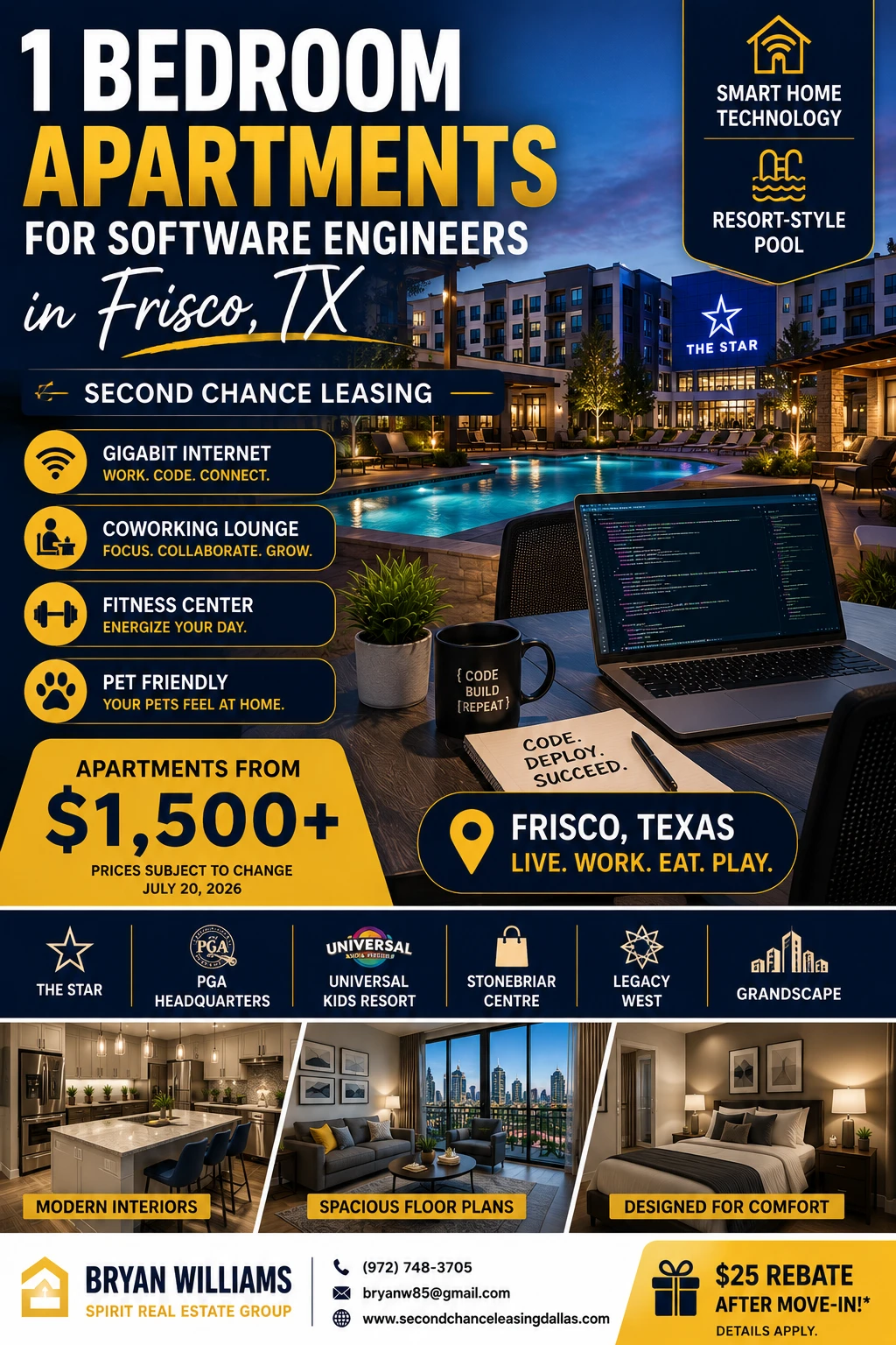 1 BEDROOM APARTMENTS FOR SOFTWARE ENGINEERS IN FRISCO TX | SECOND CHANCE LEASING | APARTMENTS FROM $1,500+ | SMART HOME TECHNOLOGY + RESORT-STYLE POOL