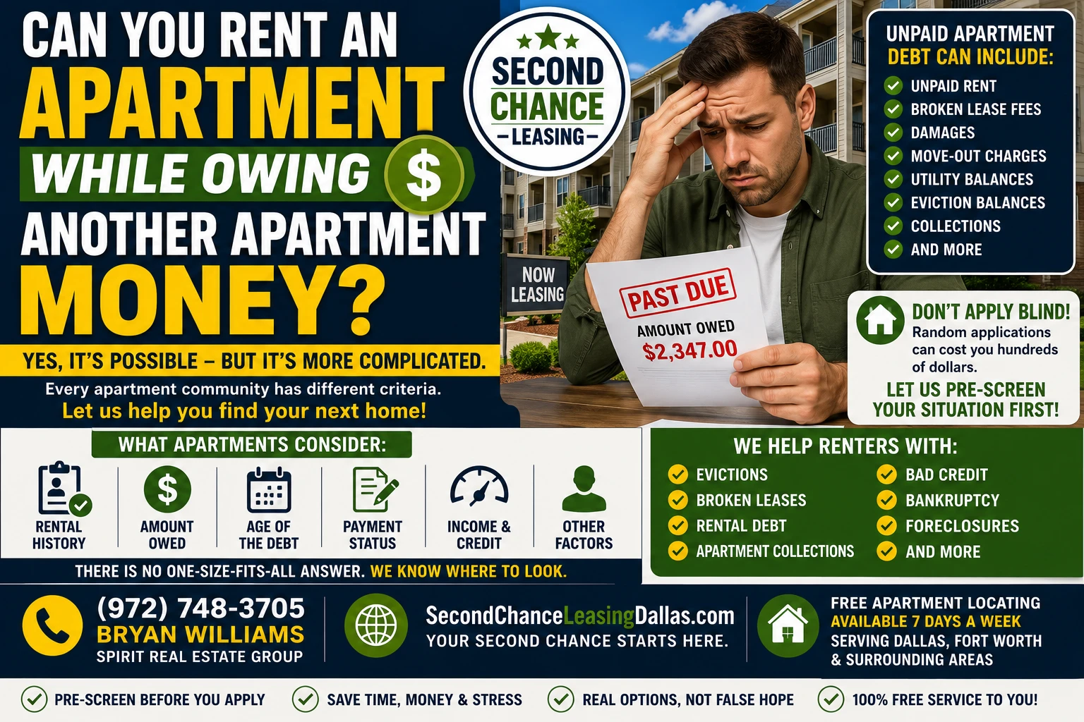 CAN YOU RENT AN APARTMENT WHILE OWING ANOTHER APARTMENT MONEY? | SECOND CHANCE APARTMENTS IN DALLAS–FORT WORTH