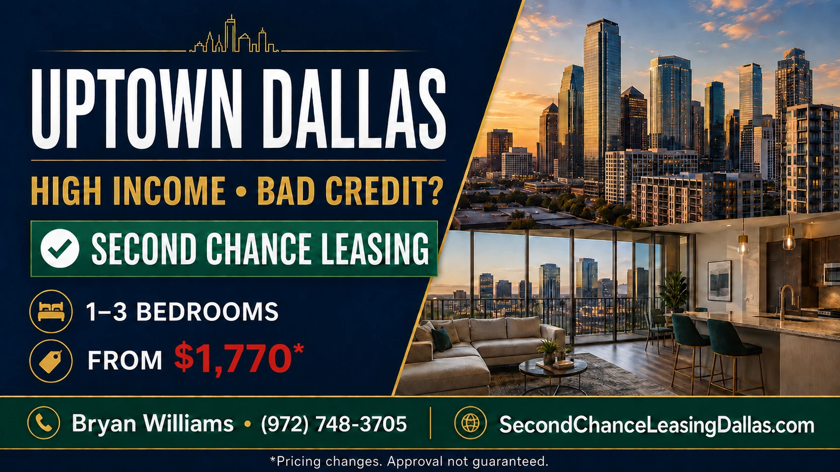 High Income but Bad Credit? How to Find Second-Chance Apartments in Uptown Dallas | SECOND CHANCE LEASING | 1–3 BEDROOM APARTMENTS