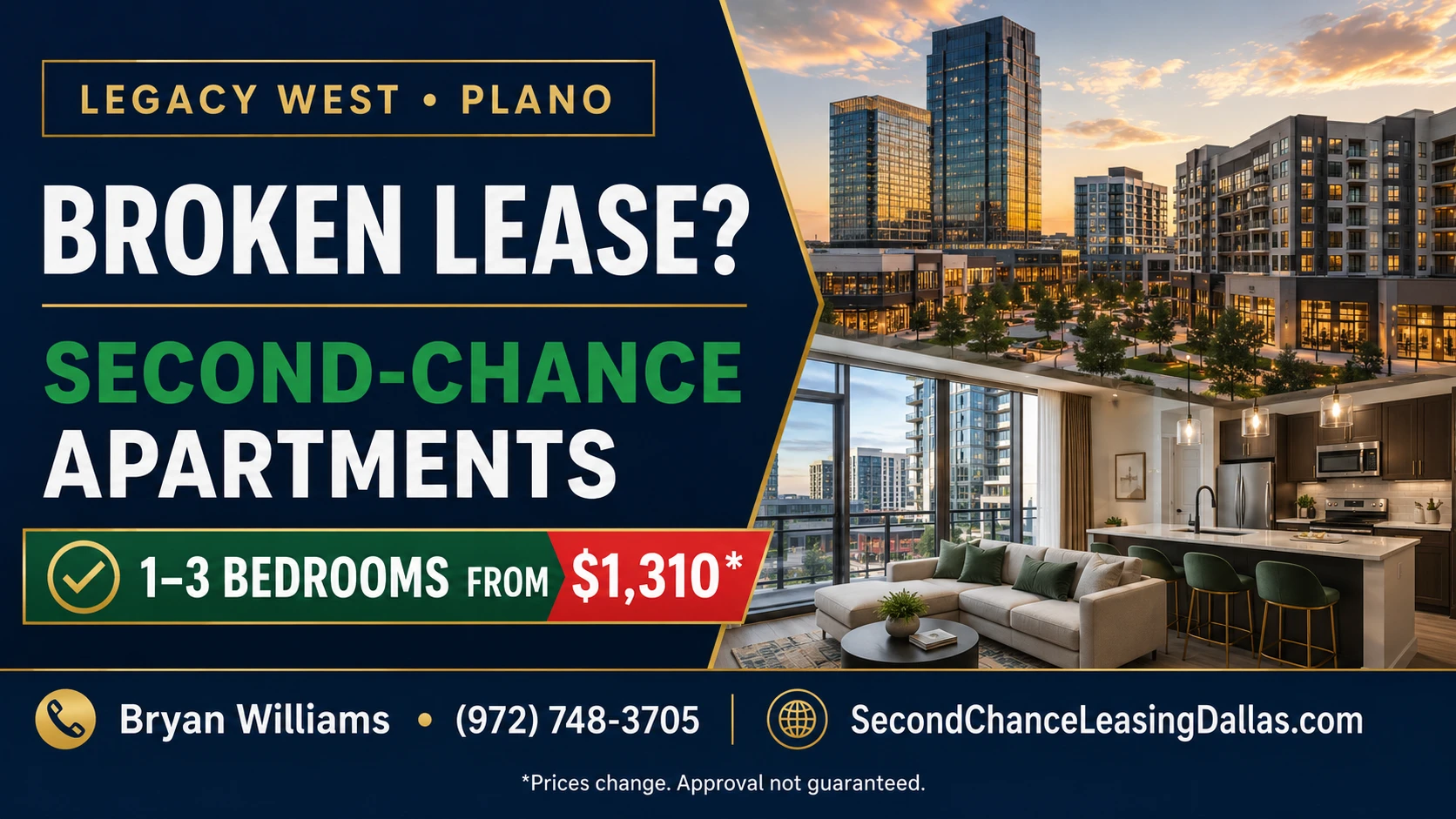 Second-Chance Apartments Near Legacy West: Renting in Plano After a Broken Lease | SECOND CHANCE LEASING | 1–3 BEDROOM APARTMENTS FROM $1,310