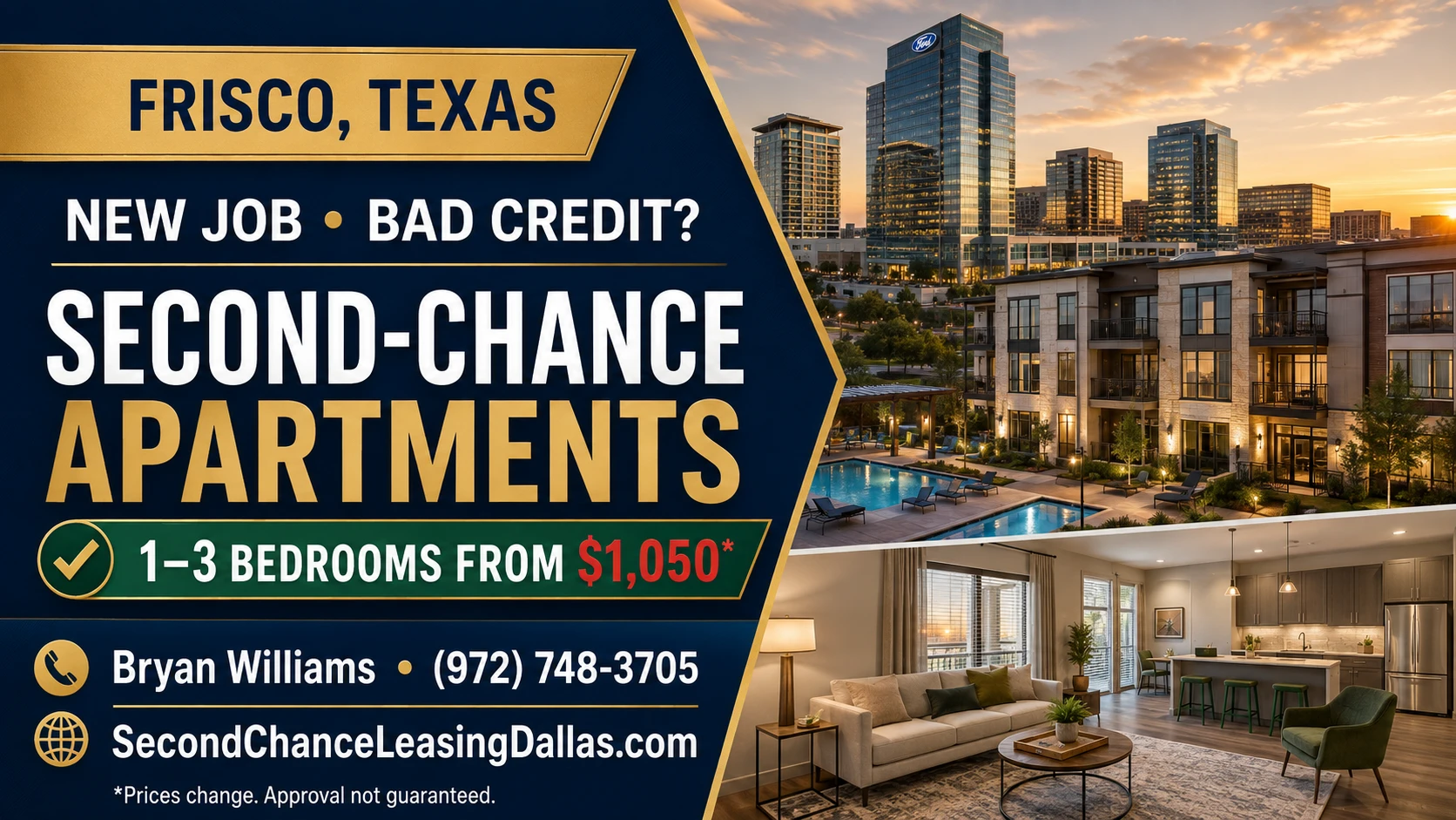 Moving to Frisco for a New Job With Bad Credit: Your Second-Chance Apartment Strategy | SECOND CHANCE LEASING | 1–3 BEDROOM APARTMENTS FROM $1,050