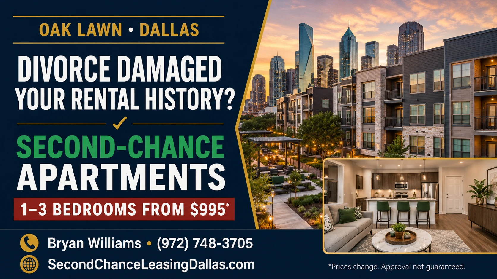 Divorce Damaged Your Rental History? Finding a Second-Chance Apartment in Oak Lawn | SECOND CHANCE LEASING | 1–3 BEDROOM APARTMENTS FROM $995