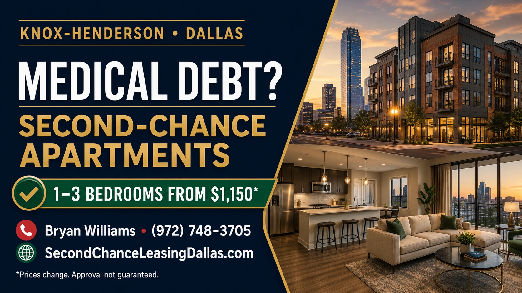 Medical Debt and Luxury Apartment Approval in Knox-Henderson | SECOND CHANCE LEASING | 1–3 BEDROOM APARTMENTS FROM $1,150 | URBAN LIVING + MODERN AMENITIES
