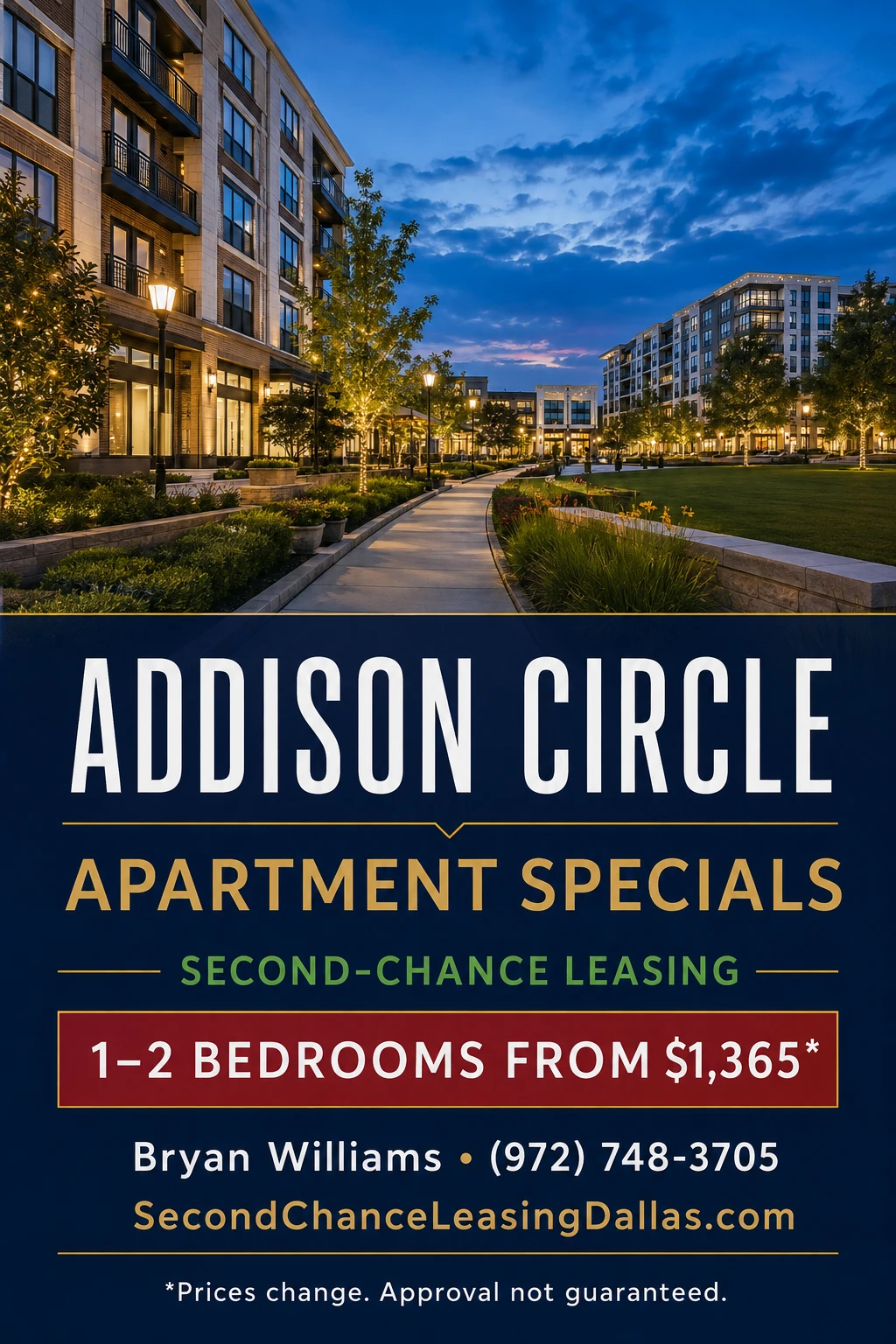 Can Apartment Specials Help Second-Chance Renters in Addison Circle? | SECOND CHANCE LEASING | 1–2 BEDROOM APARTMENTS FROM $1,365