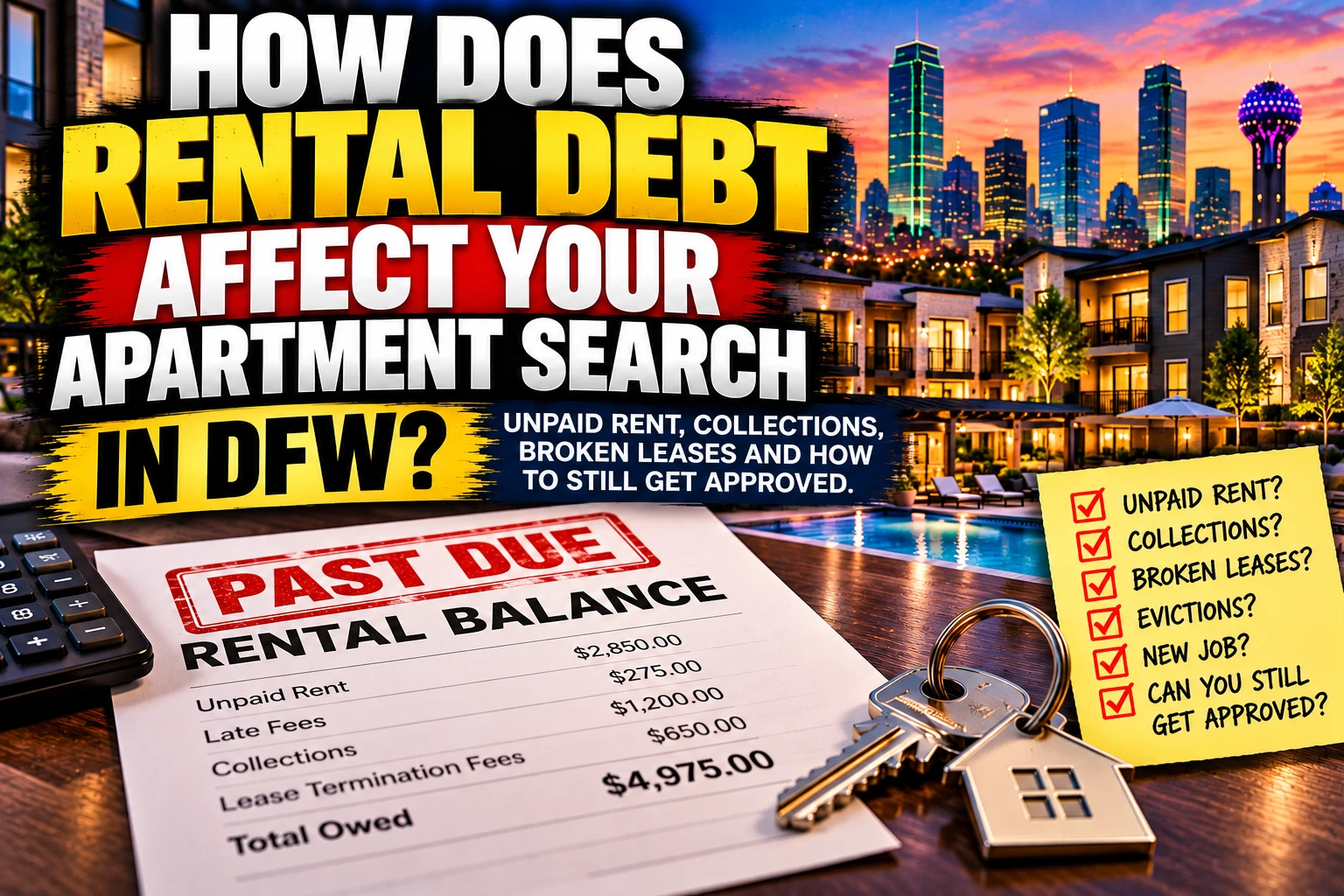 HOW DOES RENTAL DEBT AFFECT YOUR APARTMENT SEARCH IN DFW? | SECOND CHANCE APARTMENTS DALLAS TX | UNPAID RENT, COLLECTIONS & BROKEN LEASES