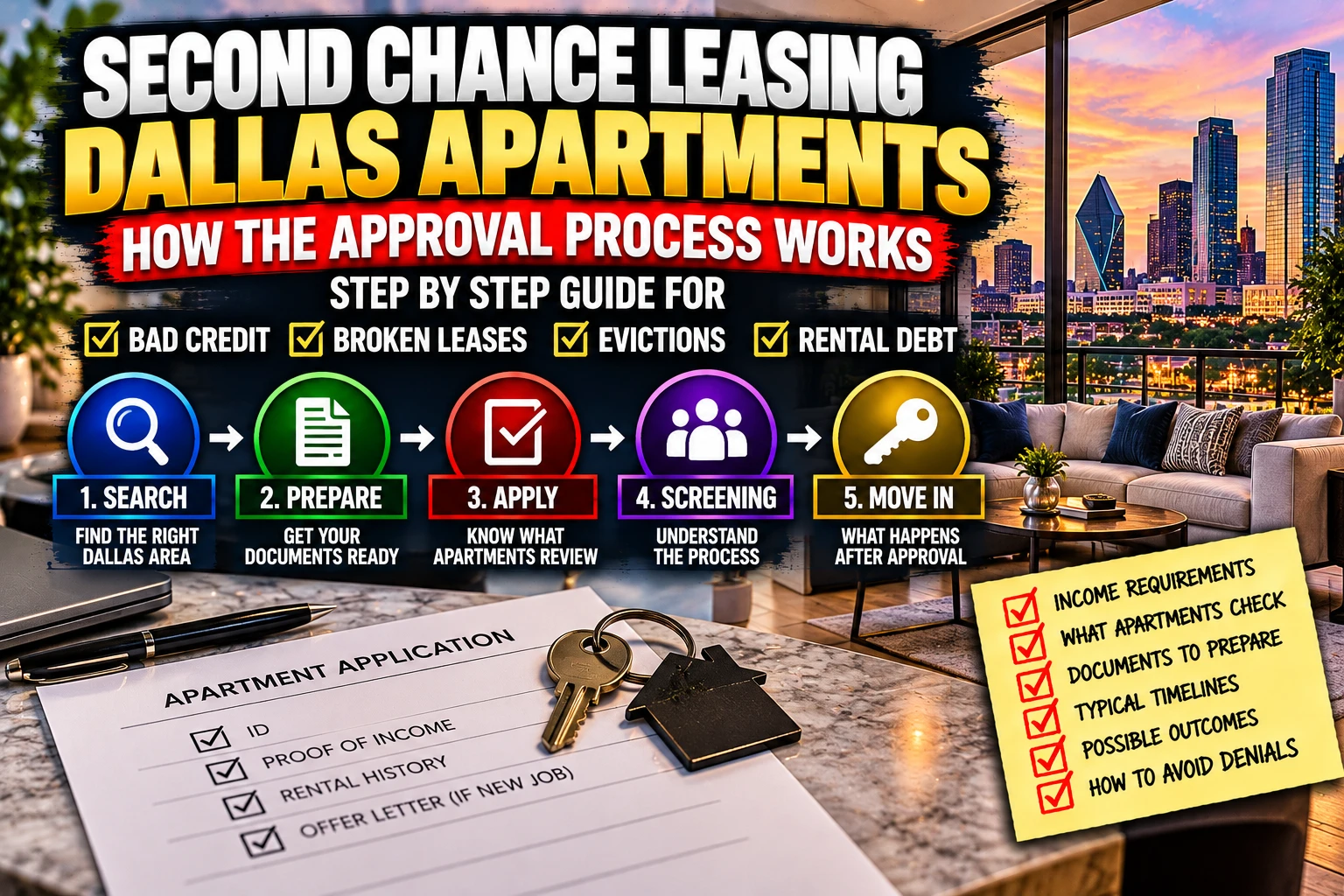 SECOND CHANCE LEASING DALLAS APARTMENTS 2026 | HOW THE APPROVAL PROCESS WORKS STEP BY STEP FOR BAD CREDIT, BROKEN LEASES, EVICTIONS & RENTAL DEBT