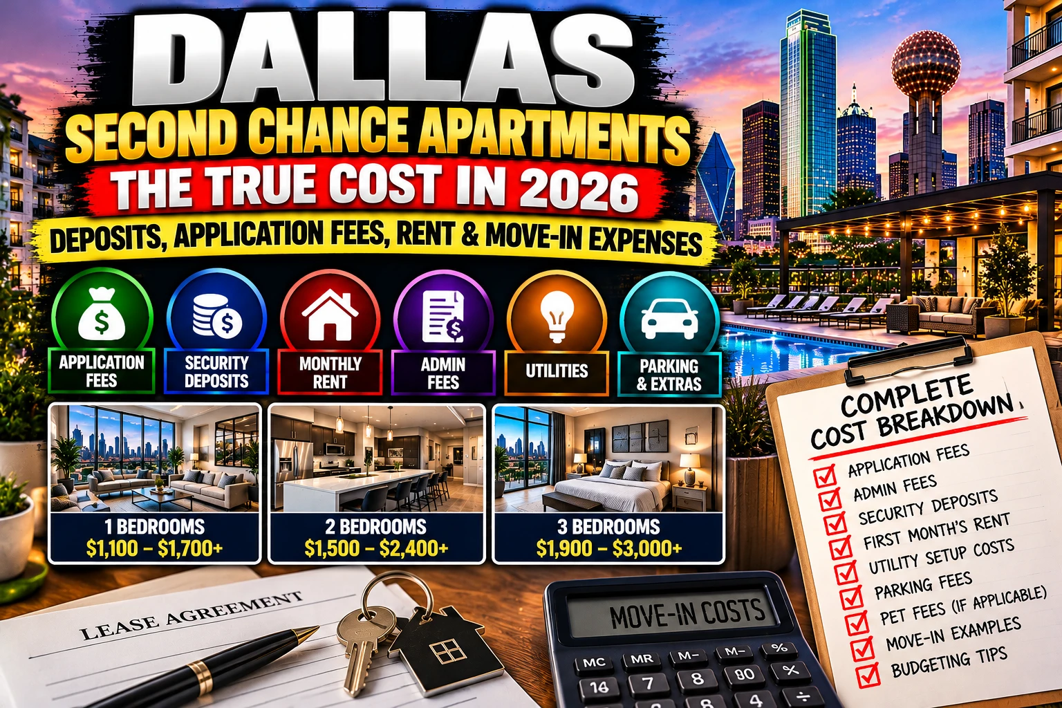 DALLAS SECOND CHANCE APARTMENTS 2026 | THE TRUE COST OF APPLICATION FEES, SECURITY DEPOSITS, RENT & MOVE-IN EXPENSES FOR BAD CREDIT, BROKEN LEASES & EVICTIONS