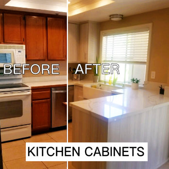 Before and after of refaced kitchen cabinets 