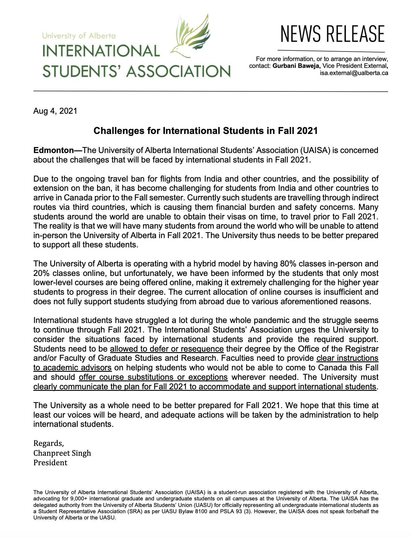 Challenges for International Students in Fall 2021