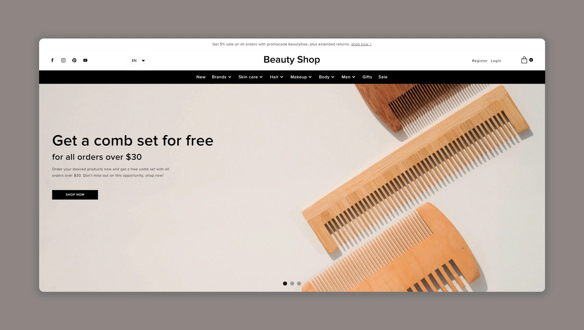 Ucraft beauty shop template