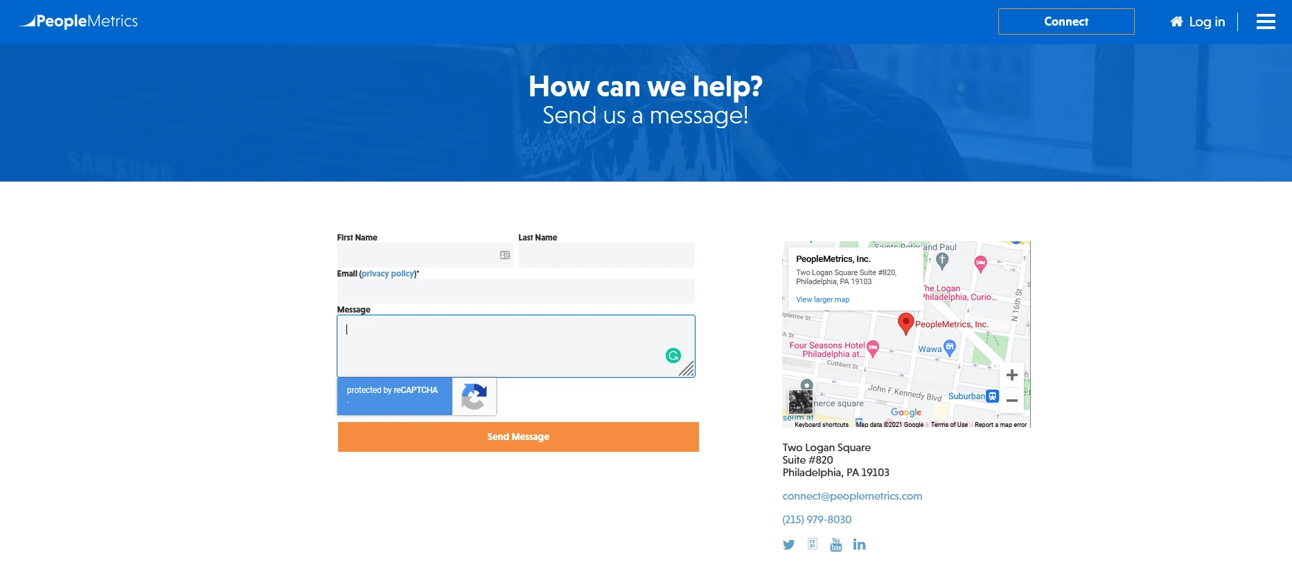 PeopleMetrics contact page